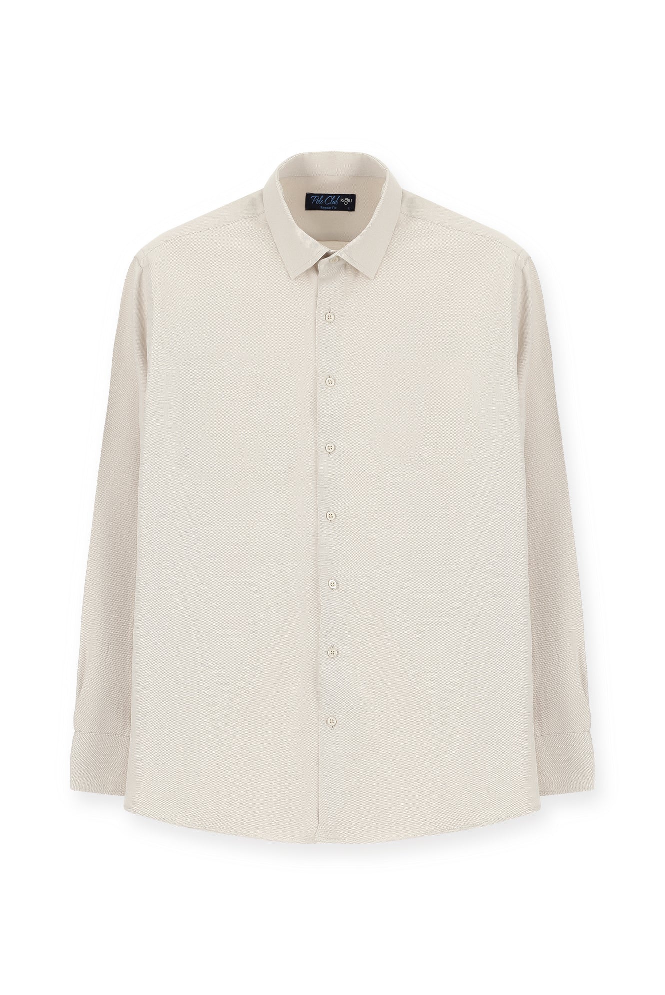 Orta Bej Uzun Kol Slim Fit Klasik Yaka Pamuklu Kolay Ütülenebilir Oxford 4 Mevsim Gömlek - Image 9