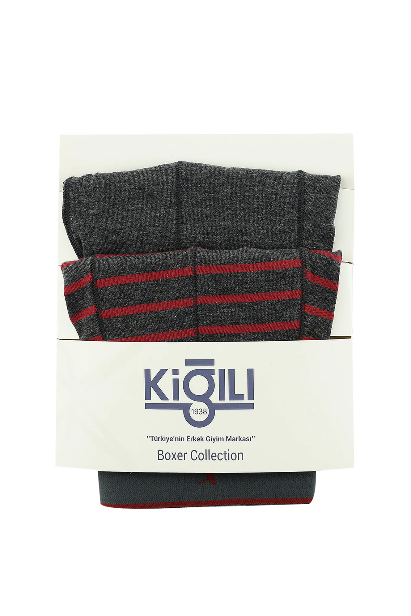 Orta Füme 2'li Desenli Pamuklu Boxer Seti