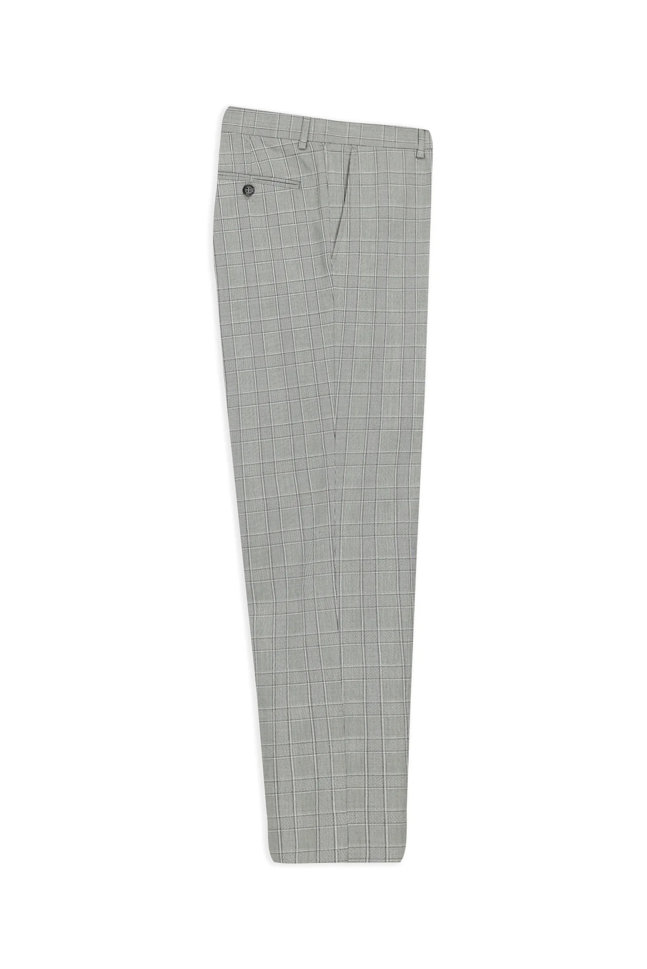Orta Füme 7 Drop Slim Fit Dar Kesim Ekose Klasik Kumaş Pantolon - Image 2