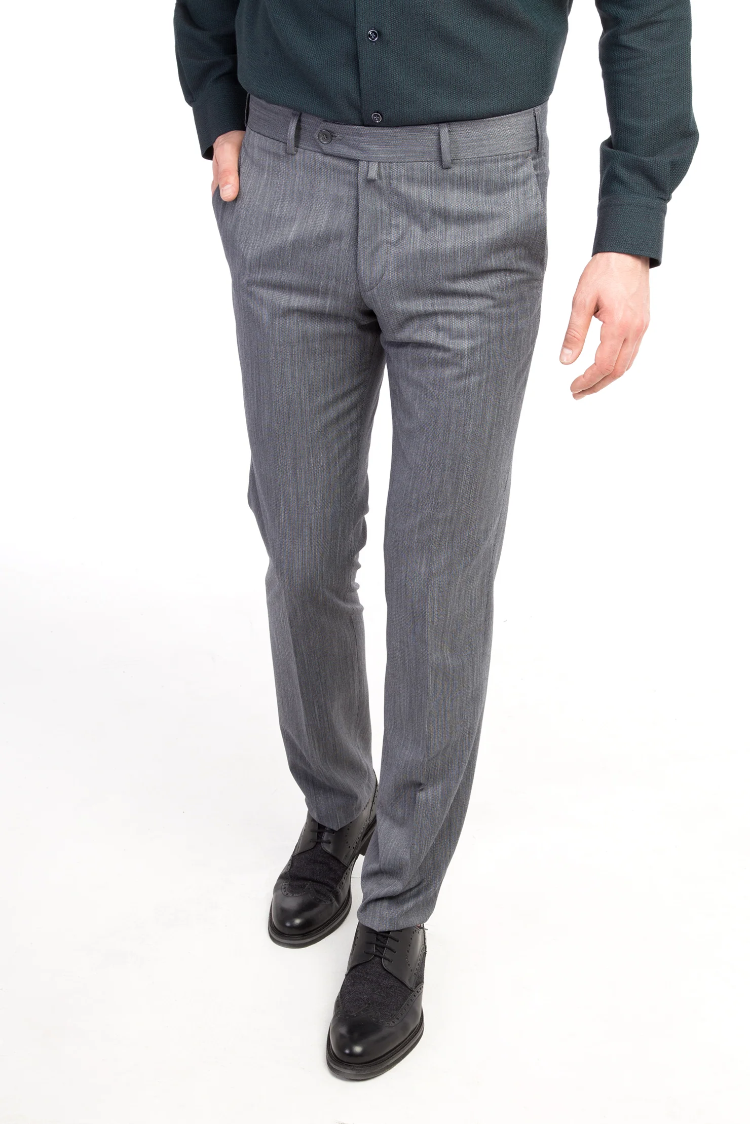 Orta Füme 6 Drop Regular Fit Standart Kesim Klasik Kuşgözü Kumaş Pantolon - Image 2