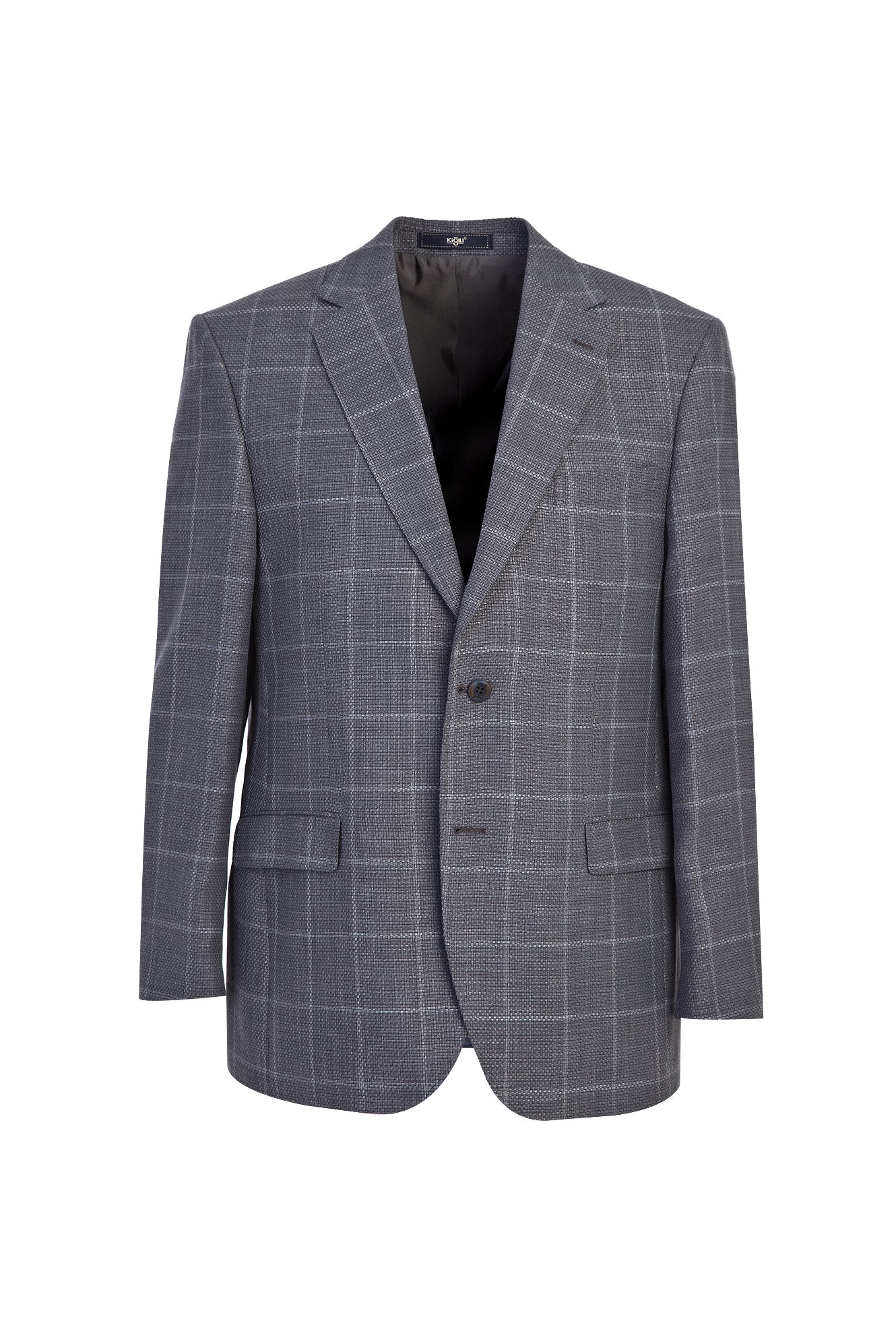 Orta Füme 4 Drop Relaxed Fit Rahat Kesim Yünlü Klasik Desenli Ceket