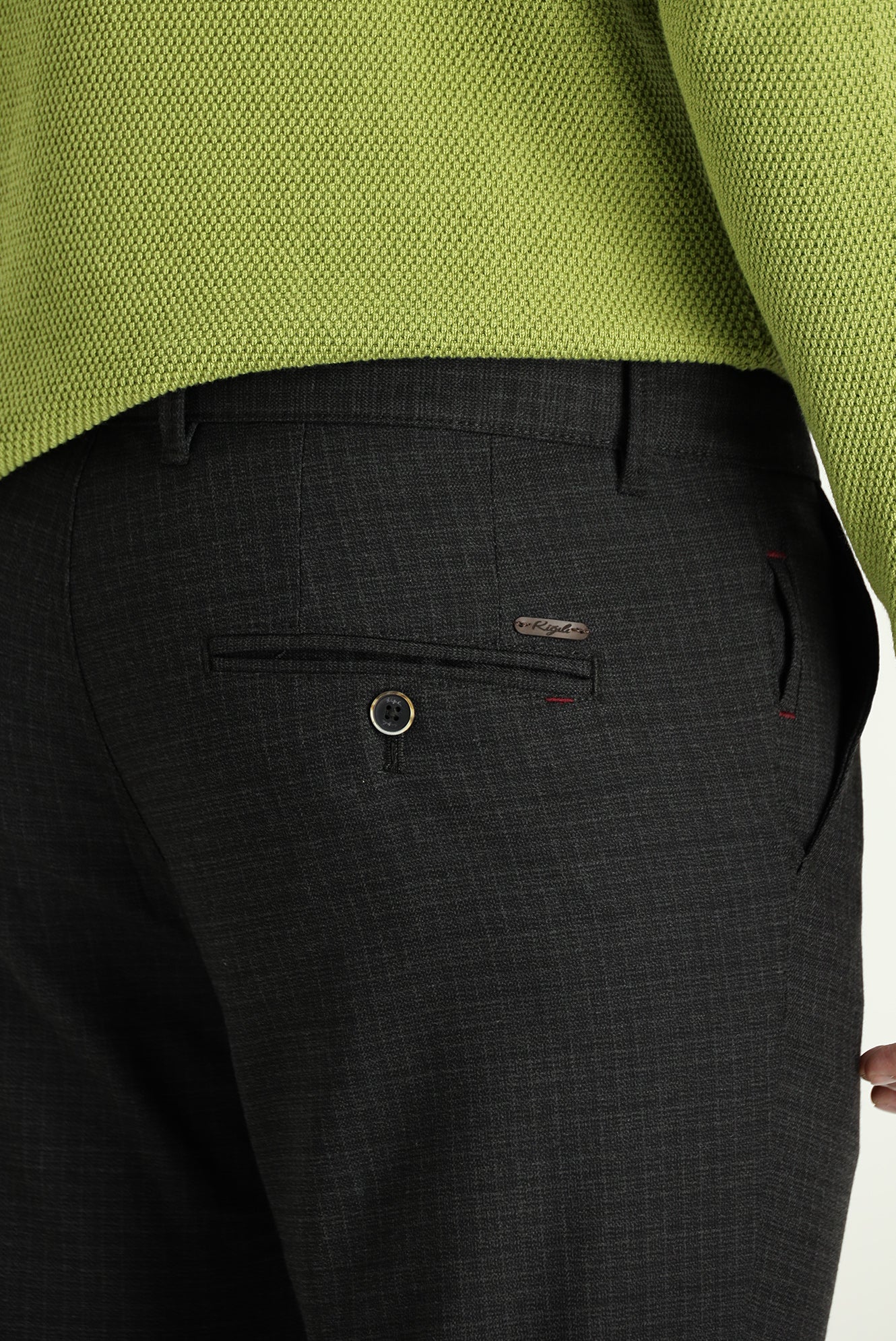 Orta Füme Regular Fit Standart Kesim Desenli Likralı Kanvas / Chino Pantolon - Image 4