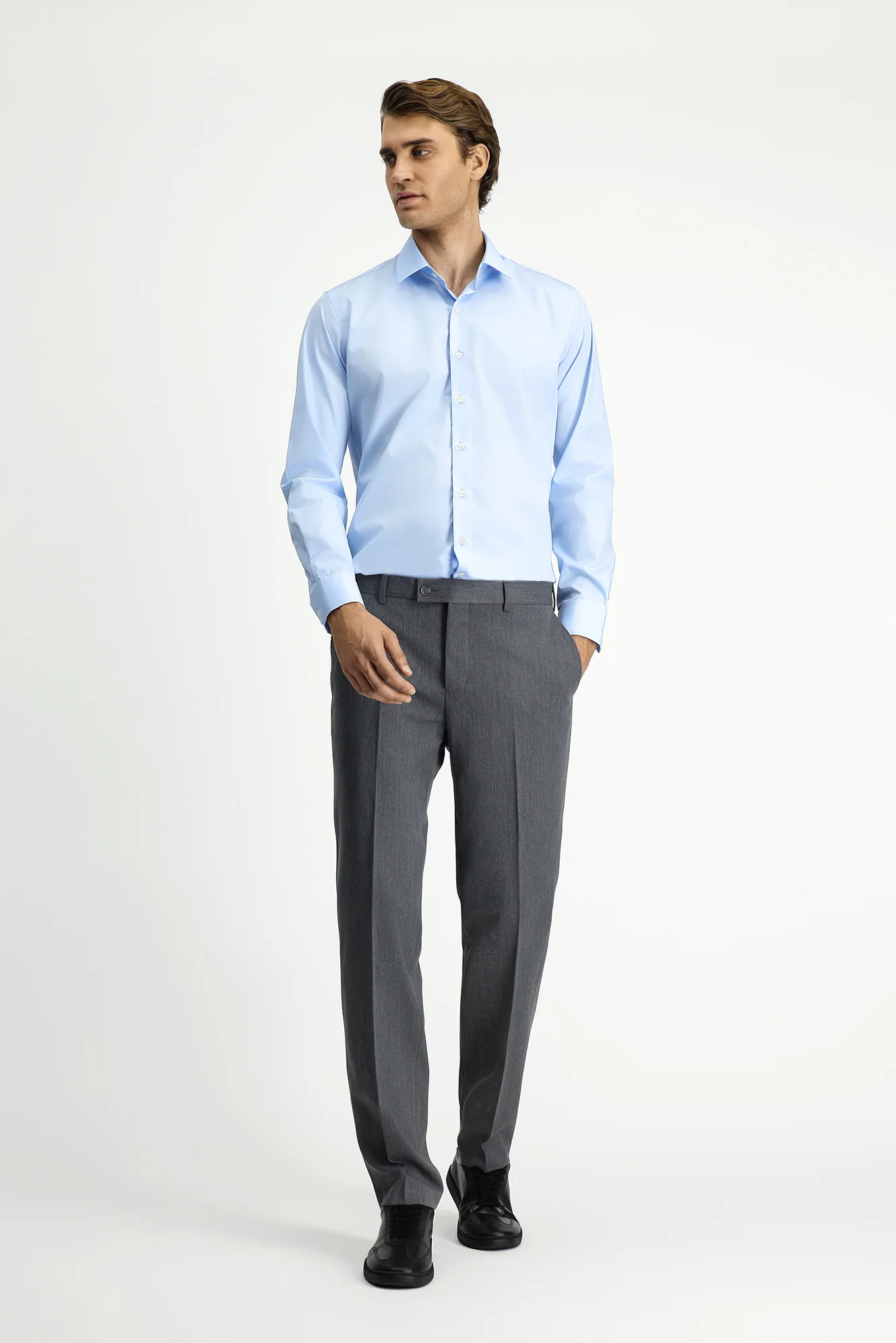 Orta Füme 6 Drop Regular Fit Standart Kesim Klasik Kumaş Pantolon