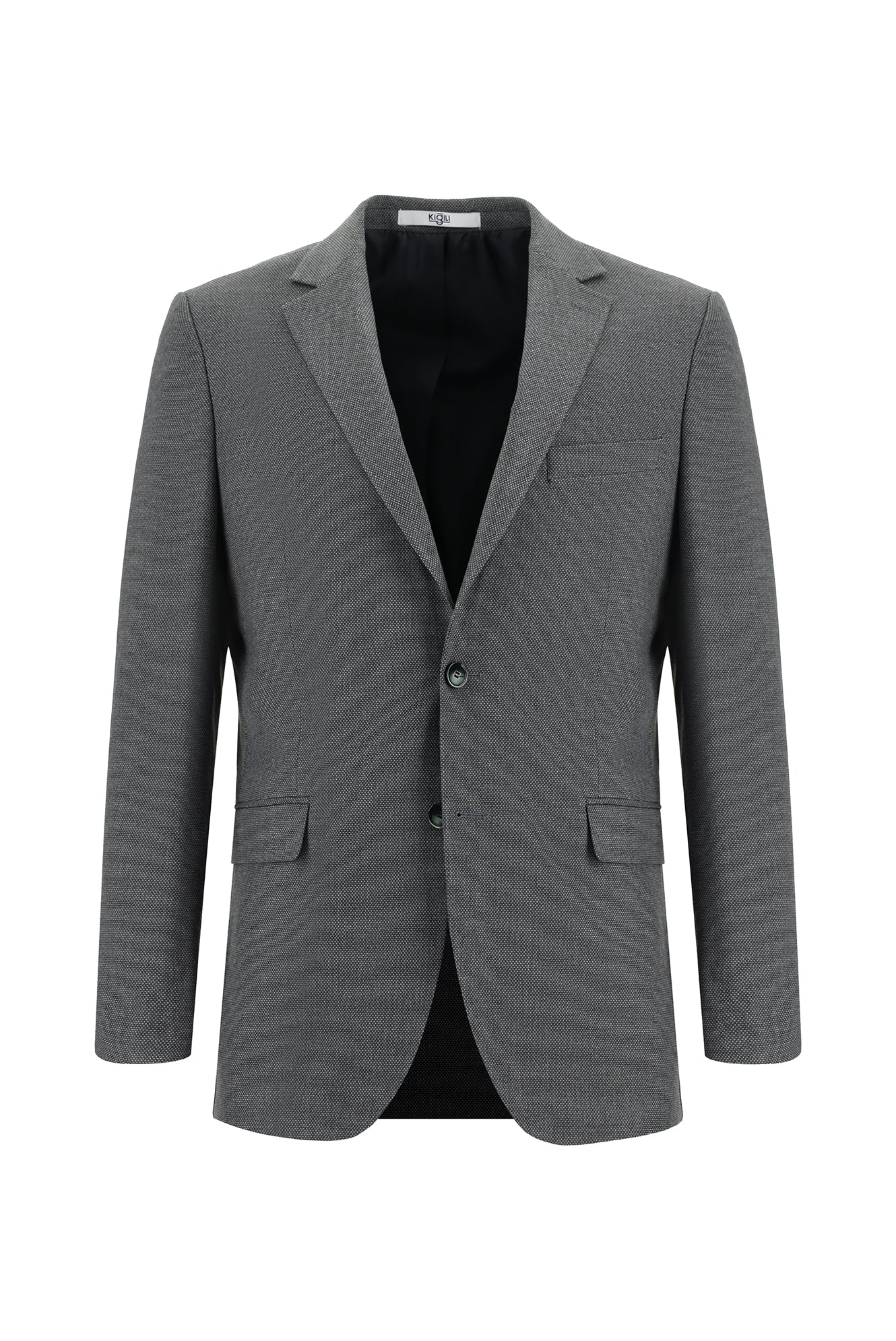 Orta Füme 6 Drop Regular Fit Standart Kesim Desenli Takım Elbise - Image 2
