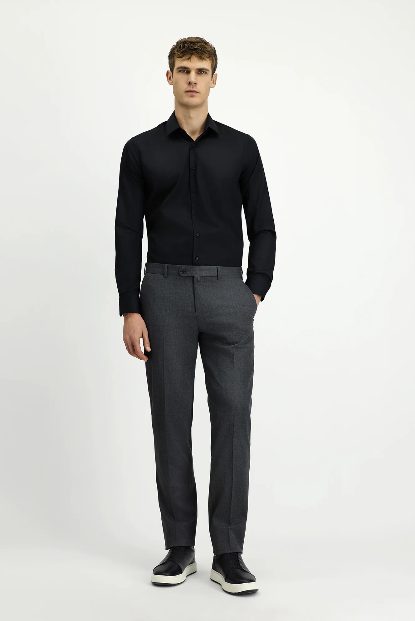 Orta Füme 6 Drop Regular Fit Standart Kesim Klasik Kumaş Pantolon