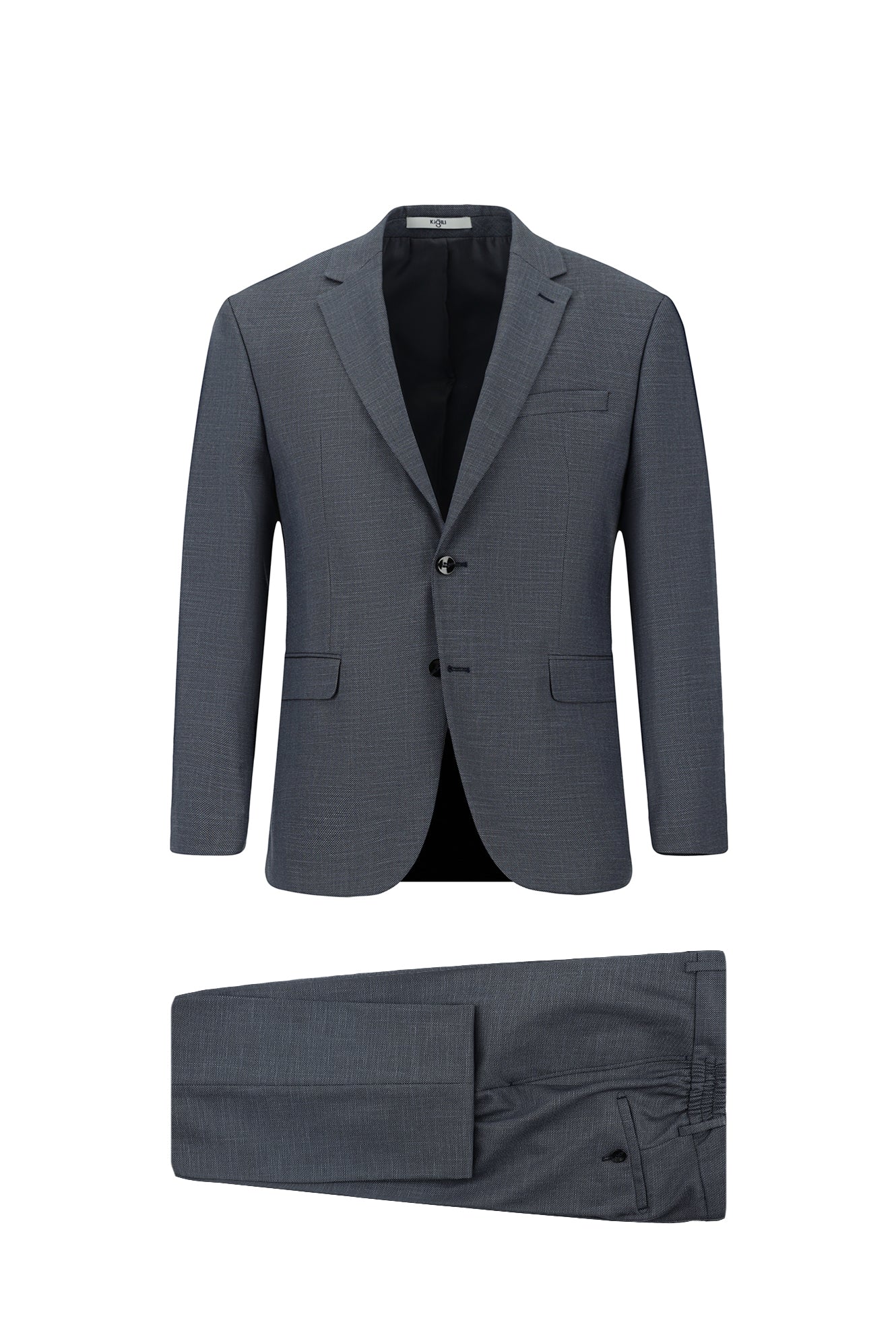 Orta Füme 6 Drop Regular Fit Standart Kesim Desenli Beli Lastikli Takım Elbise - Image 7