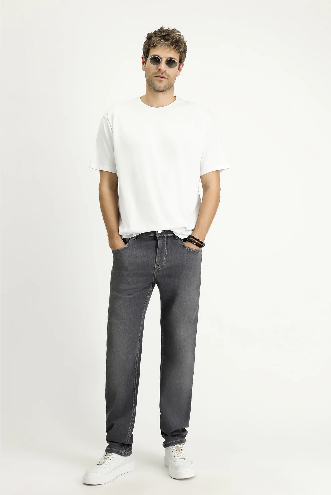 Orta Füme Regular Fit Standart Kesim Likralı Denim Pantolon - Image 3