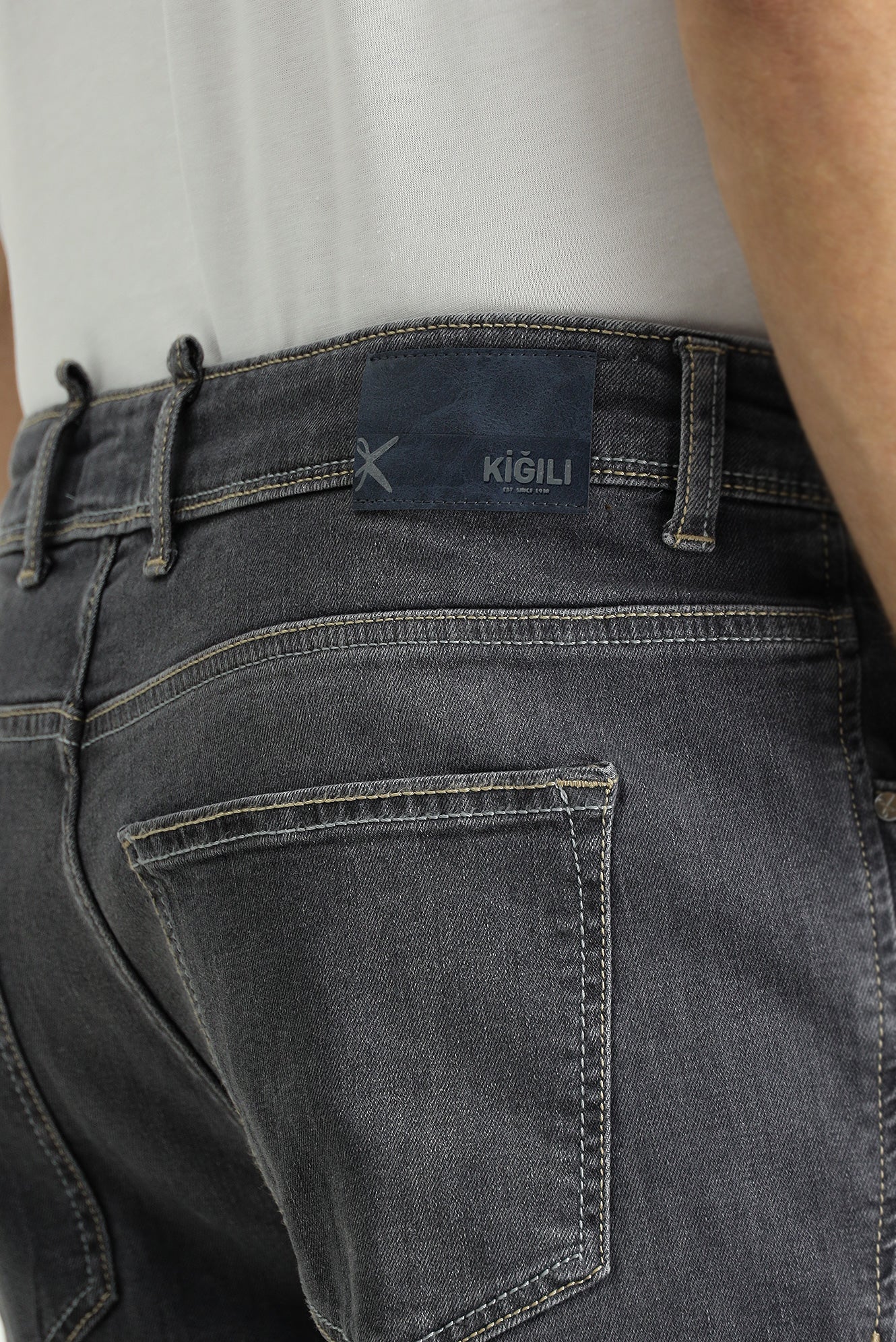 Orta Füme Regular Fit Standart Kesim Likralı Denim Pantolon - Image 6