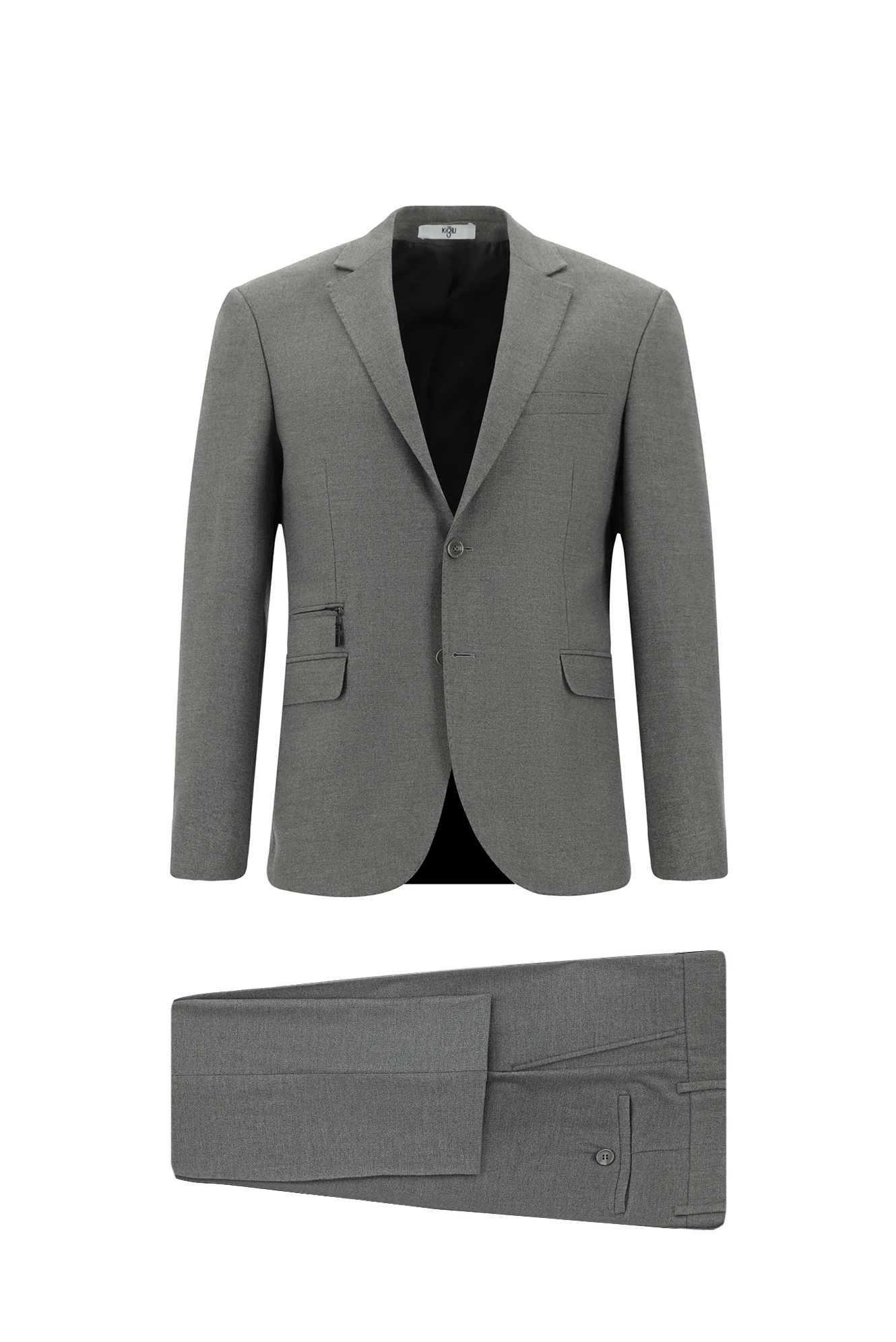 Orta Füme 6 Drop Regular Fit Standart Kesim Likralı Fermuar Cepli Takım Elbise - Image 7