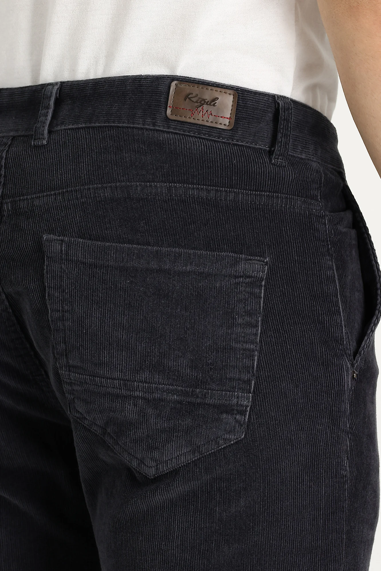 Orta Füme Regular Fit Standart Kesim Likralı Kadife Pantolon - Image 4