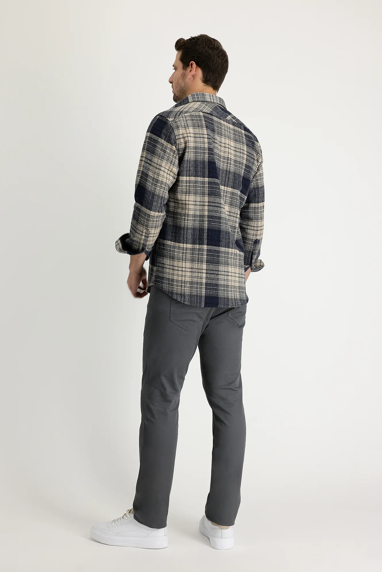 Orta Füme Regular Fit Standart Kesim Likralı Kanvas / Chino Pantolon - Image 2