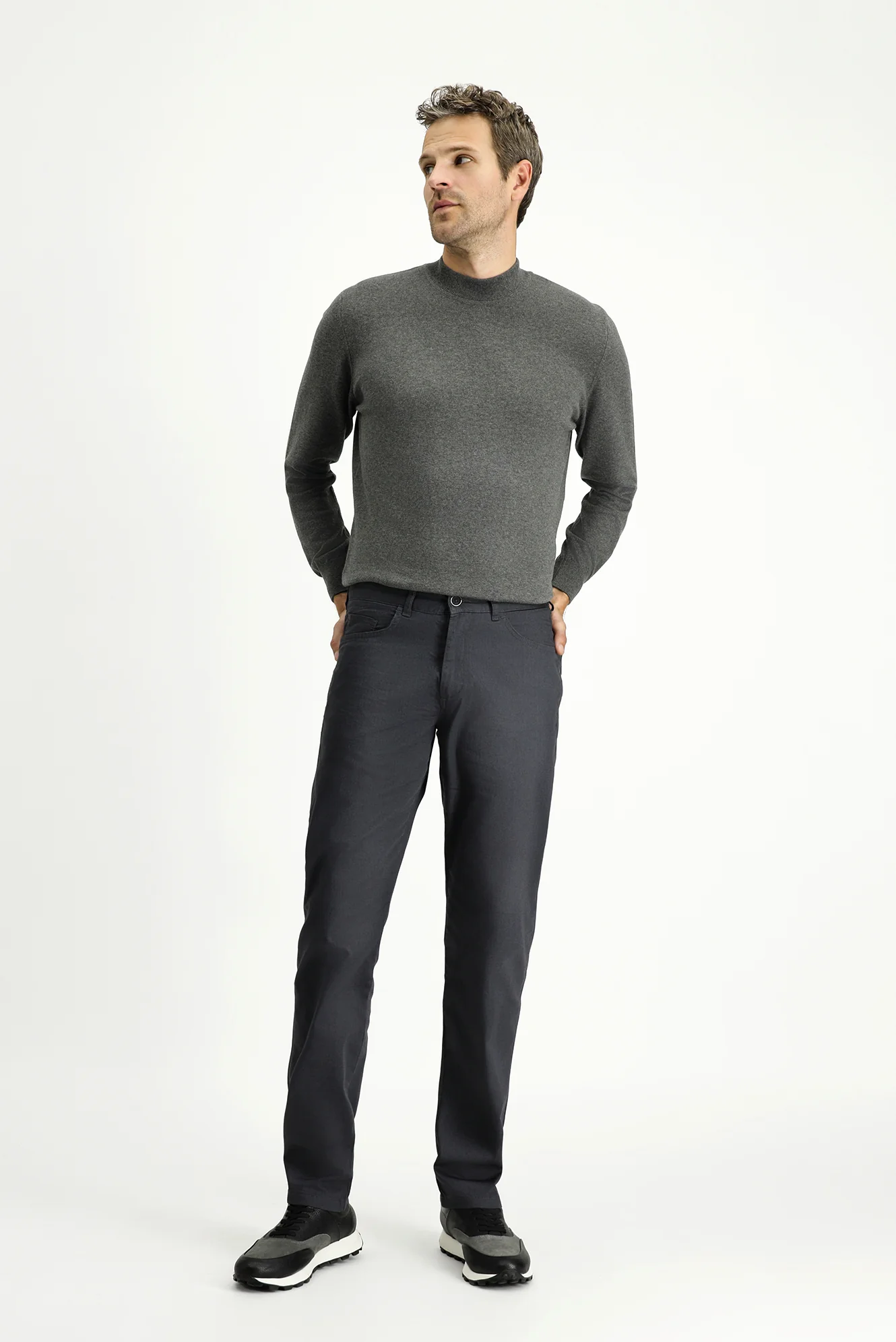 Orta Füme Regular Fit Standart Kesim Likralı Kanvas / Chino Pantolon