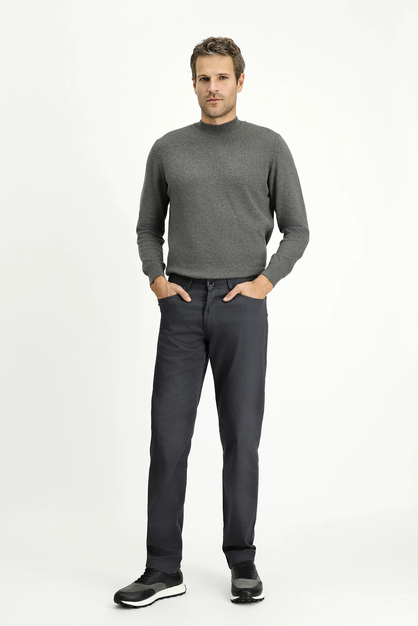 Orta Füme Regular Fit Standart Kesim Likralı Kanvas / Chino Pantolon - Image 2