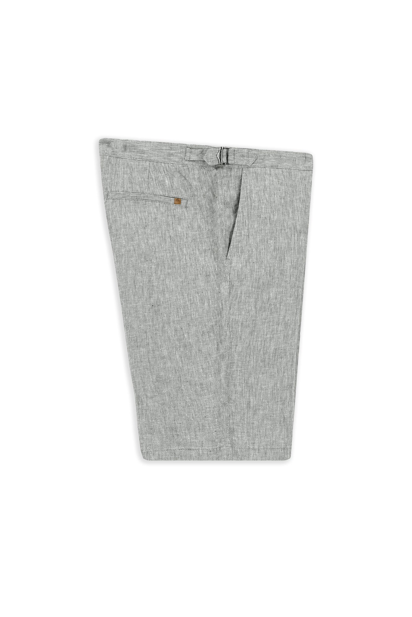 Orta Füme Regular Fit Standart Kesim Tokalı Keten Bermuda Şort - Image 2