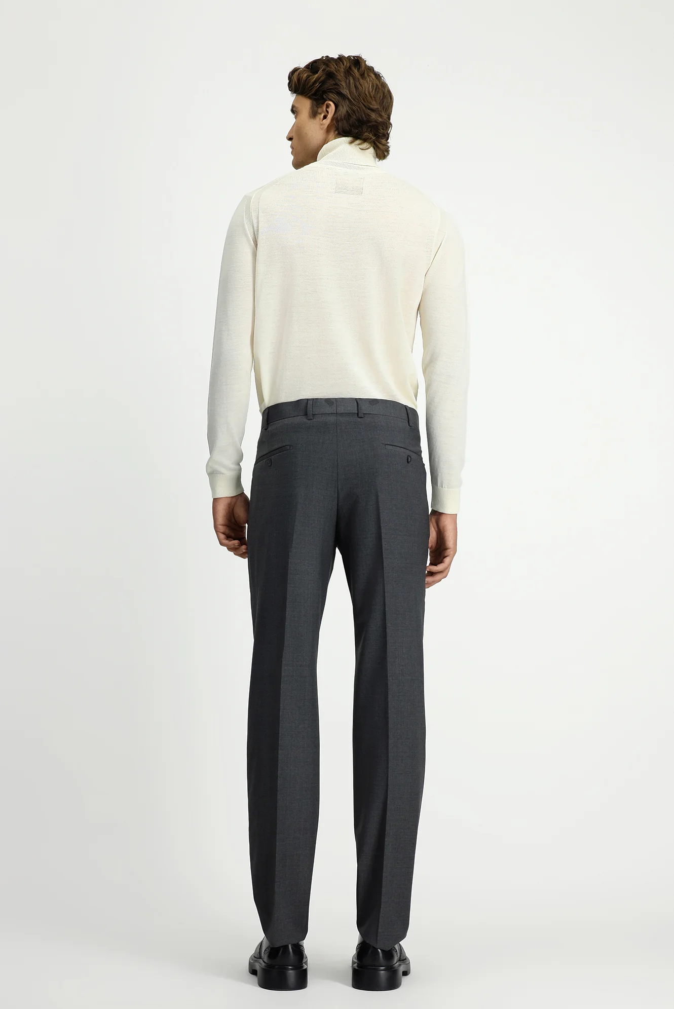Orta Füme 6 Drop Regular Fit Standart Kesim Yünlü Klasik Kumaş Pantolon - Image 4