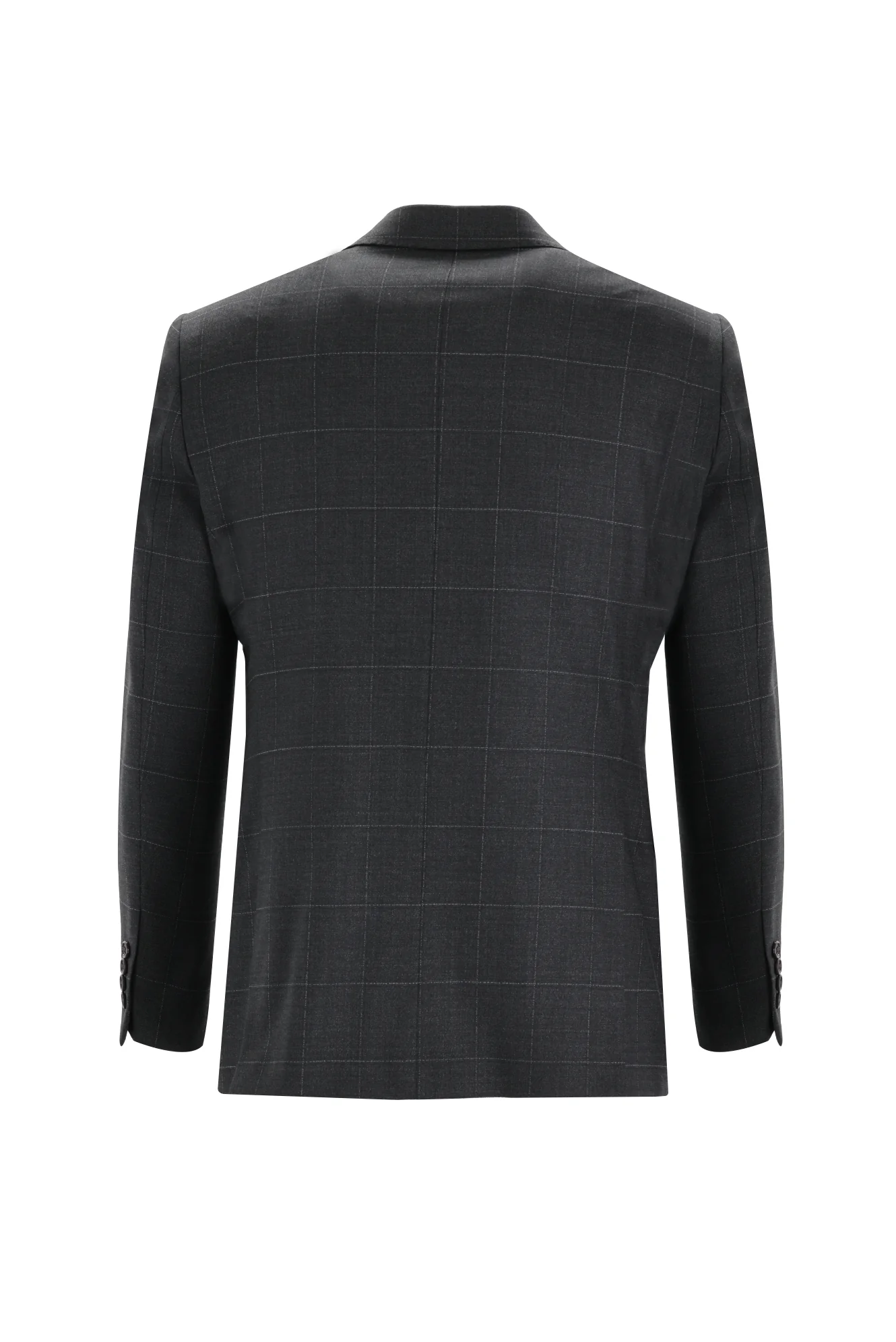 Orta Füme 6 Drop Regular Fit Standart Kesim Yünlü Kareli Takım Elbise - Image 3