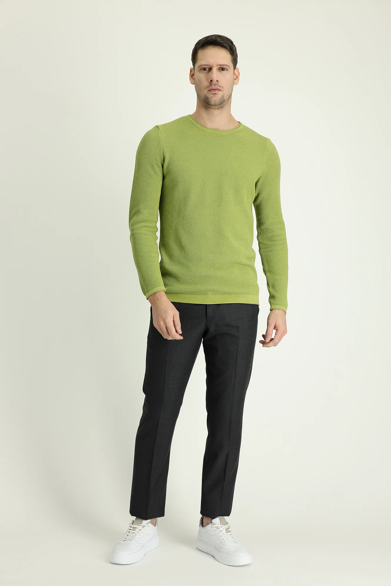 Orta Füme 6 Drop Regular Fit Standart Kesim Yünlü Klasik Kumaş Pantolon