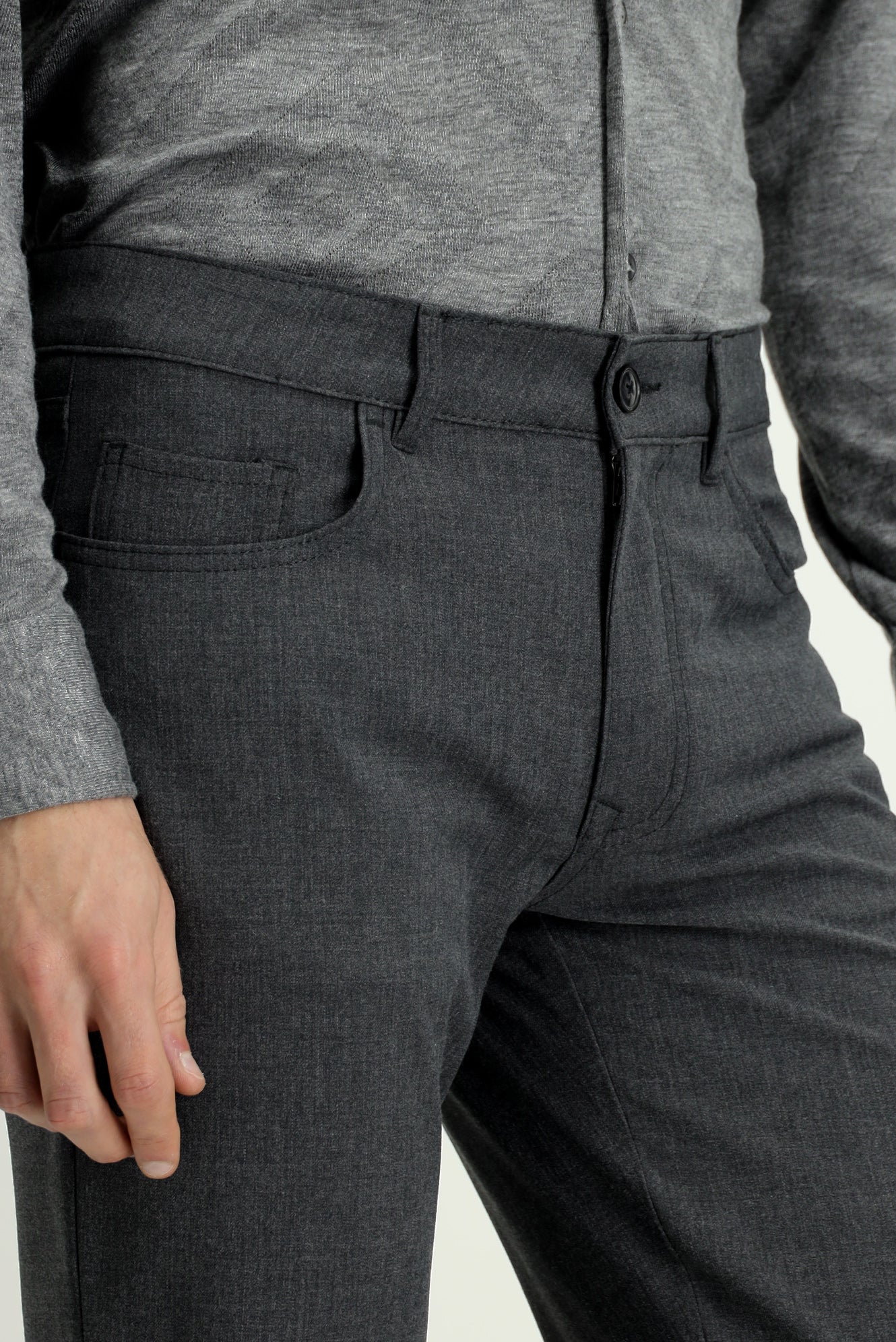 Orta Füme 6 Drop Regular Fit Standart Kesim Yünlü Kumaş Pantolon - Image 5