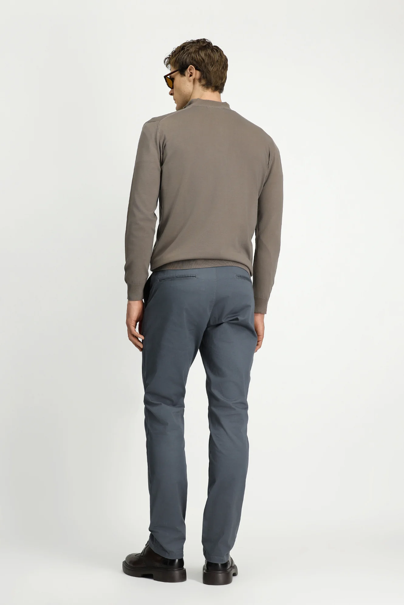 Orta Füme Relaxed Fit Rahat Kesim Yandan Cep Likralı Kanvas / Chino Pantolon - Image 6