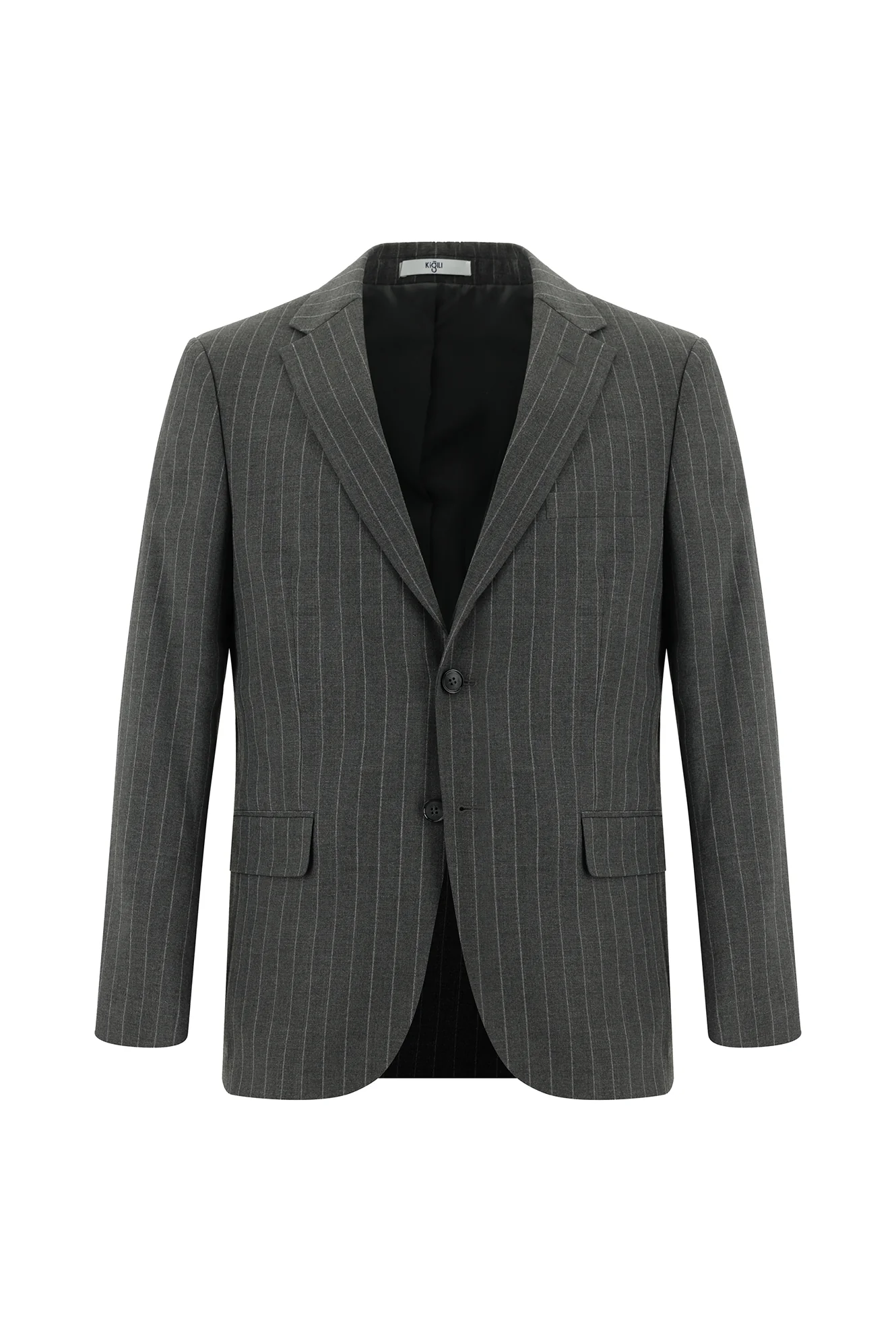 Orta Füme 4 Drop Relaxed Fit Rahat Kesim Çizgili Takım Elbise - Image 2