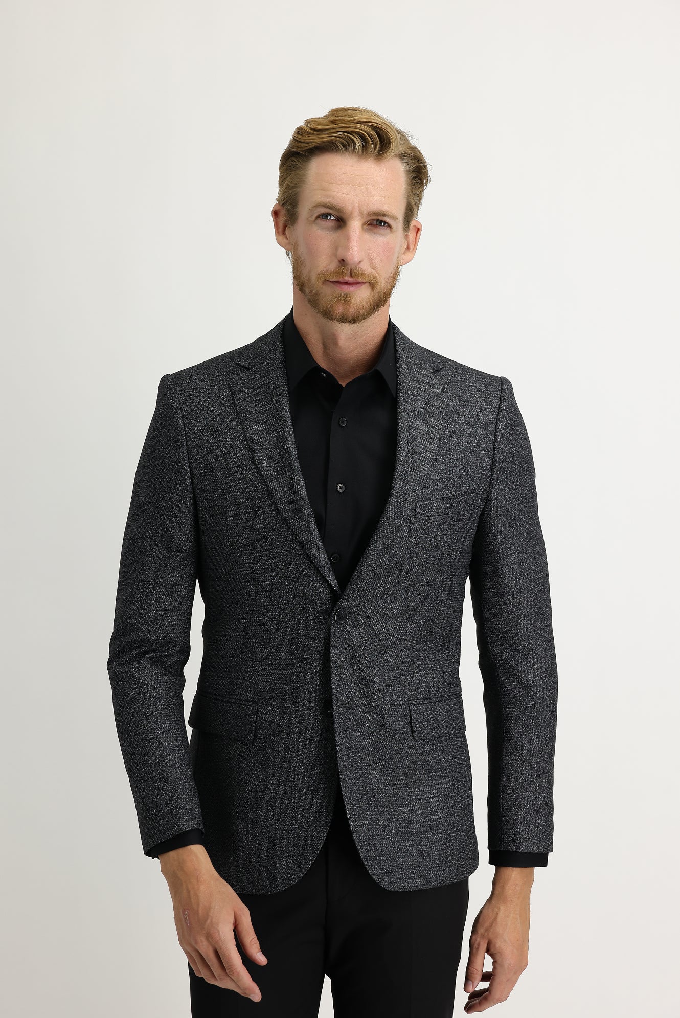 Orta Füme 4 Drop Relaxed Fit Rahat Kesim Klasik Desenli Ceket - Image 2