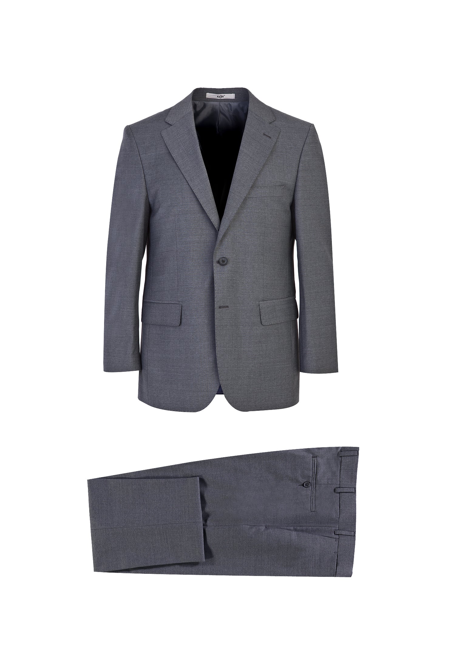 Orta Füme 4 Drop Relaxed Fit Rahat Kesim Yünlü Takım Elbise