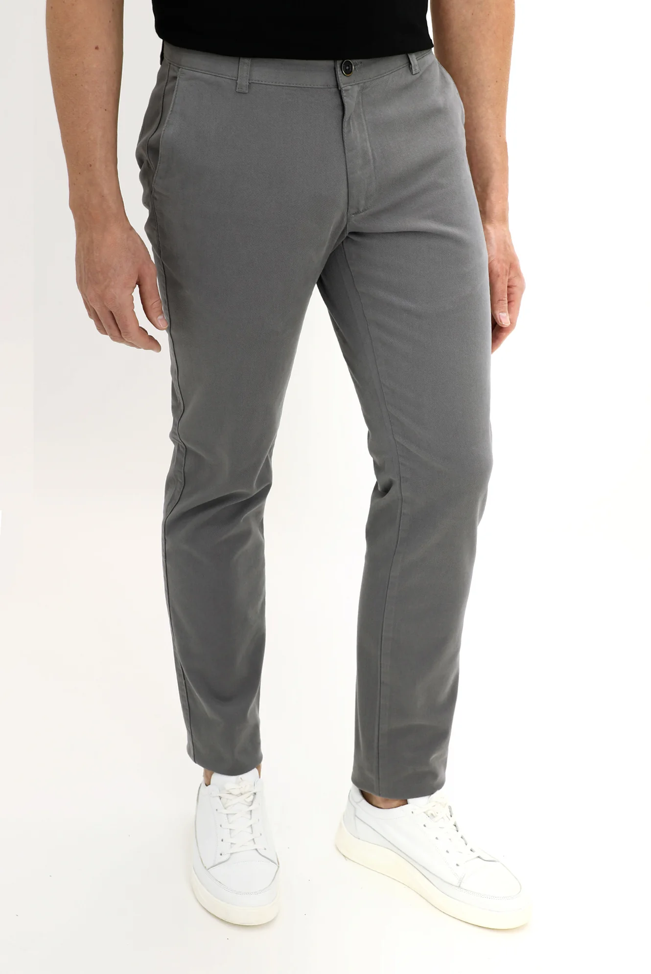 Orta Füme Relaxed Fit Rahat Kesim Likralı Kanvas / Chino Pantolon - Image 2