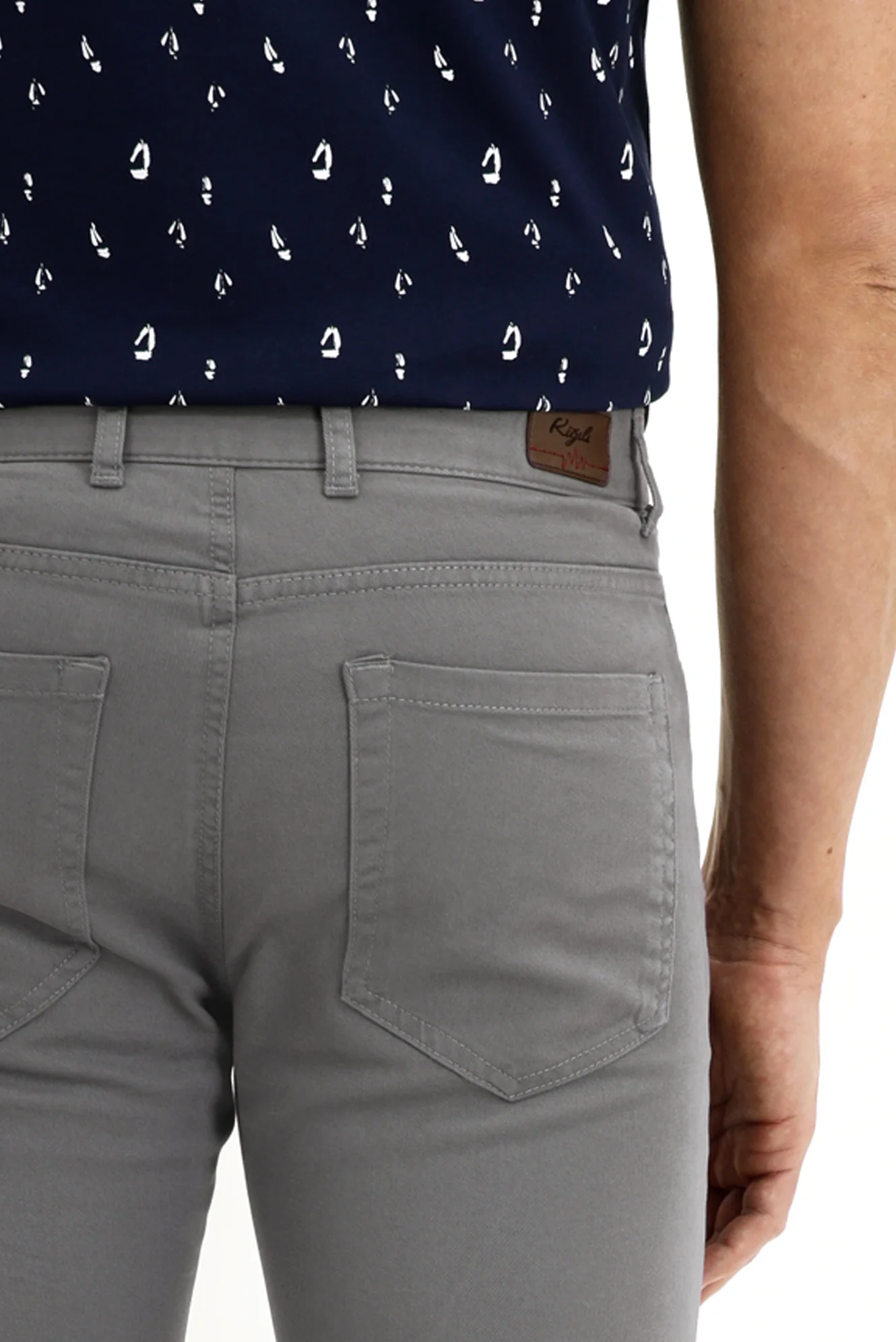 Orta Füme Relaxed Fit Rahat Kesim Likralı Kanvas / Chino Pantolon - Image 4