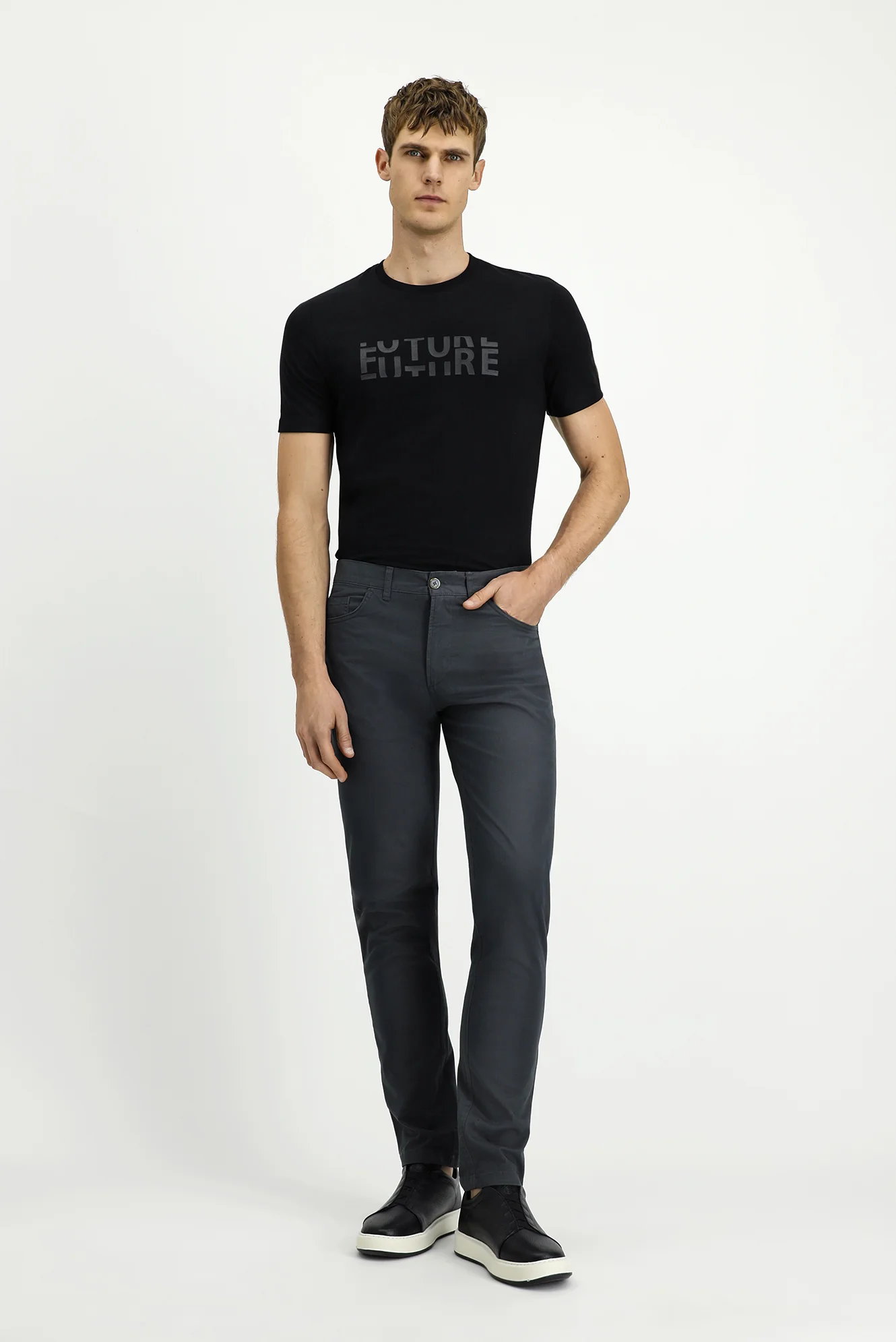 Orta Füme Relaxed Fit Rahat Kesim Likralı Yandan Cepli Kanvas / Chino Pantolon - Image 4