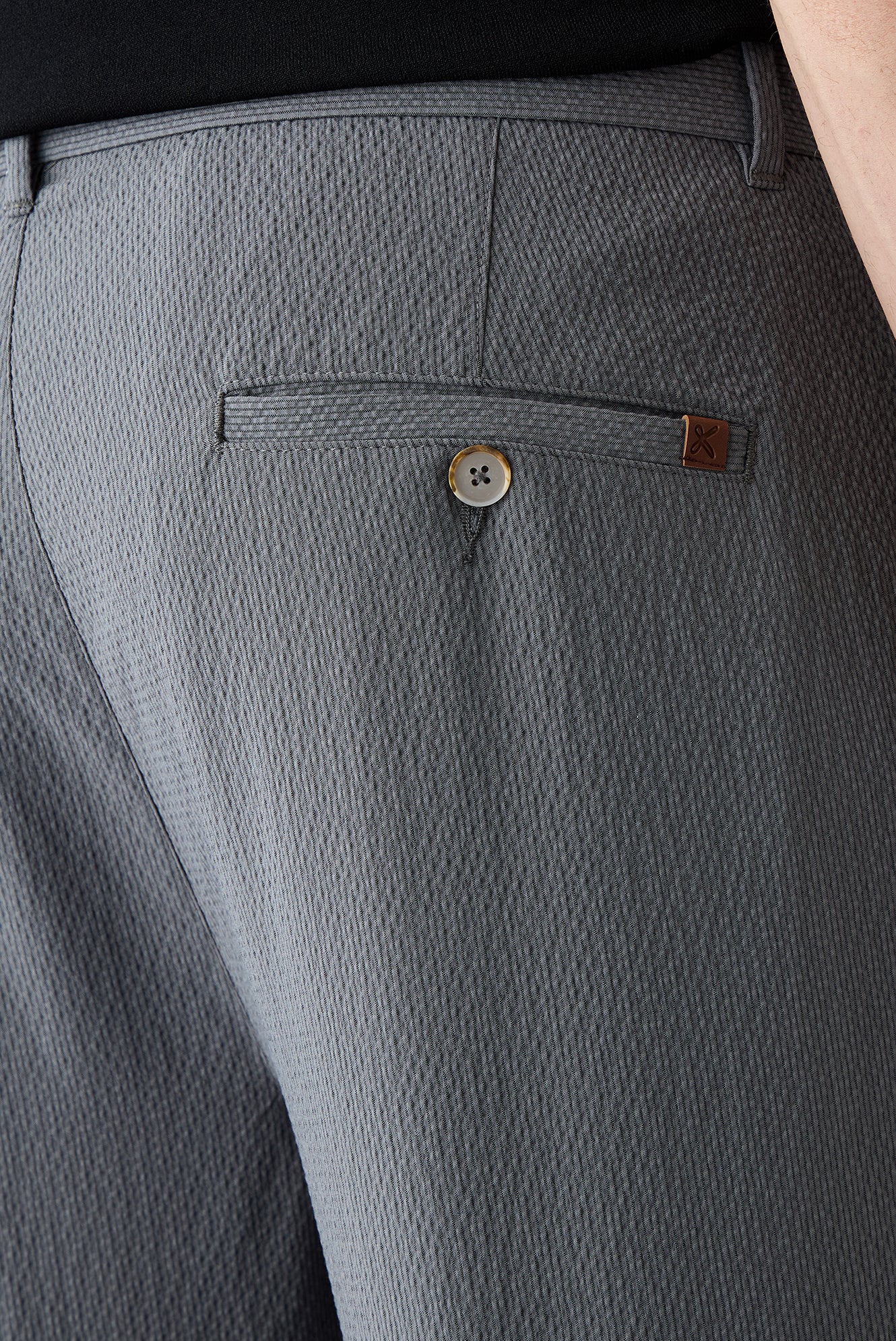 Orta Füme Straight Slim Fit Likralı Gofreli Çizgili Kanvas / Chino Pantolon - Image 4