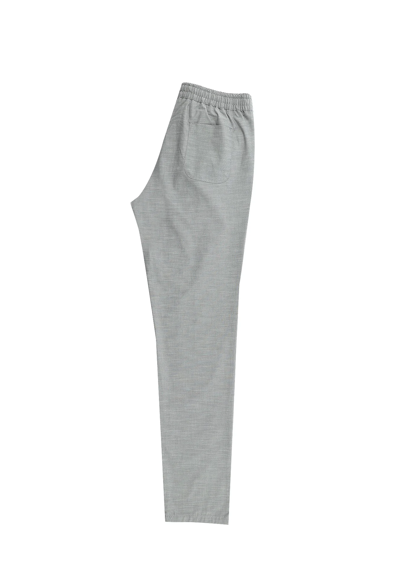 Orta Füme Slim Fit Dar Kesim Beli Lastikli İpli Desenli Likralı Pantolon - Image 3