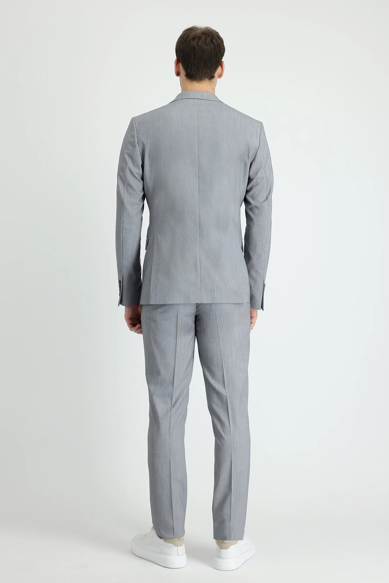 Orta Füme 7 Drop Slim Fit Dar Kesim Beli Lastikli İpli Takım Elbise - Image 3
