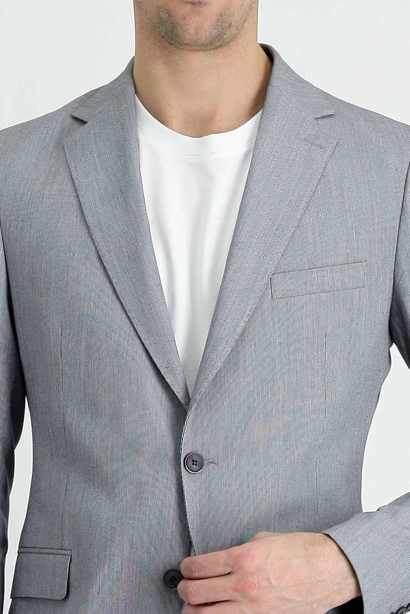 Orta Füme 7 Drop Slim Fit Dar Kesim Beli Lastikli İpli Takım Elbise - Image 6