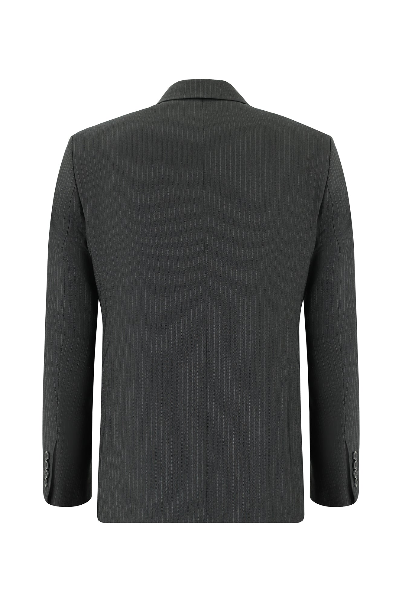 Orta Füme 7 Drop Slim Fit Dar Kesim Çizgili Kruvaze Takım Elbise - Image 3