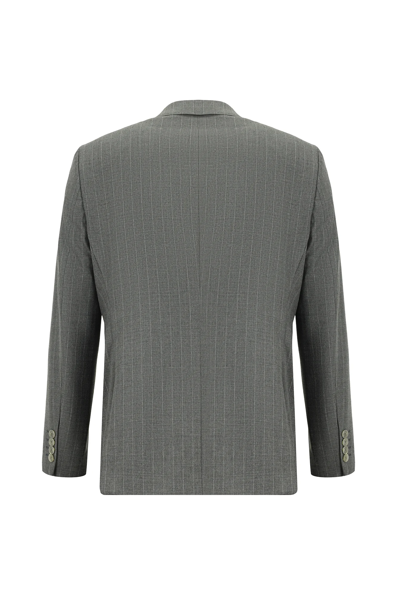 Orta Füme 7 Drop Slim Fit Dar Kesim Çizgili Kruvaze Takım Elbise - Image 3