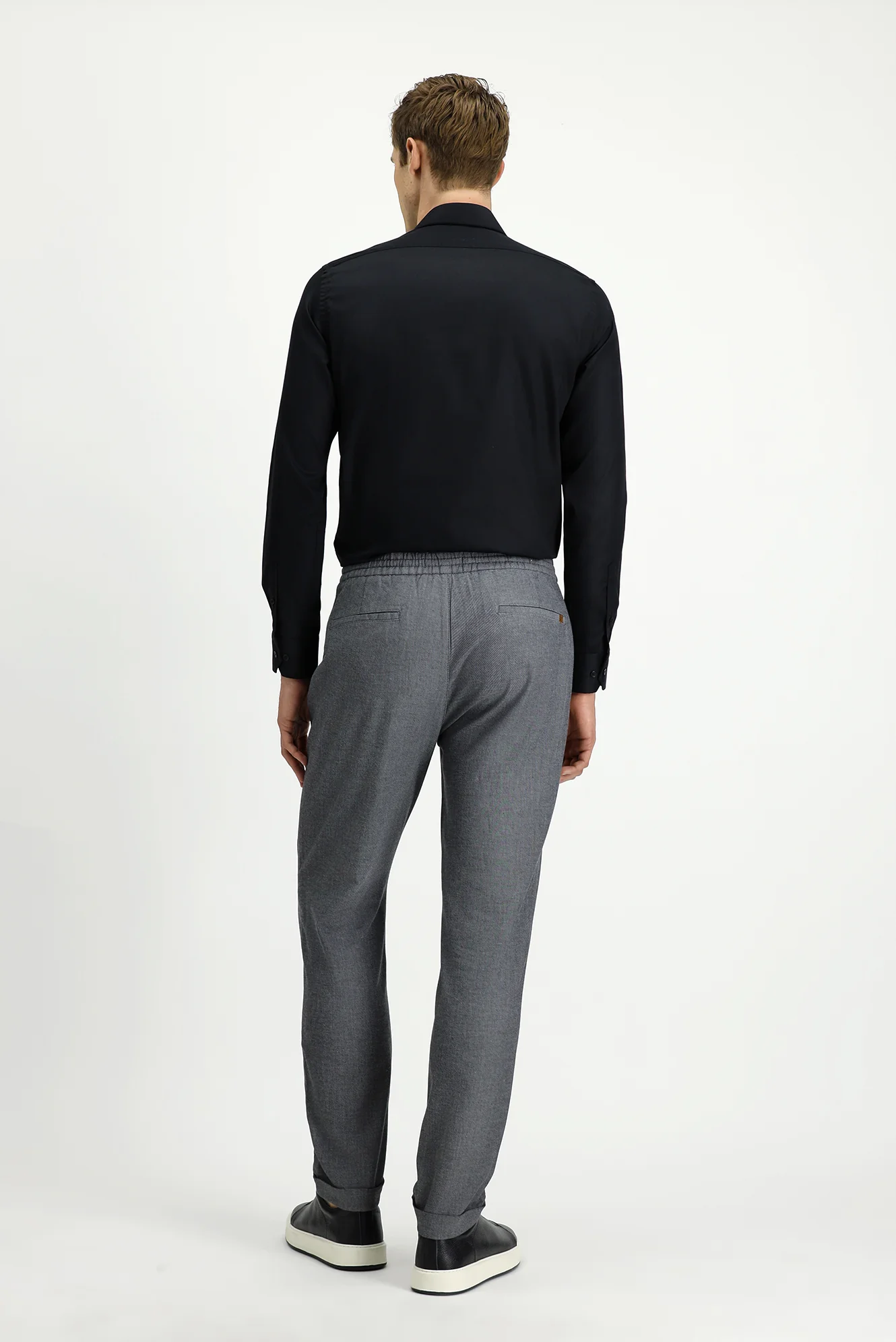 Orta Füme Slim Fit Dar Kesim Desenli Beli Lastikli İpli Likralı Jogger Pantolon - Image 4