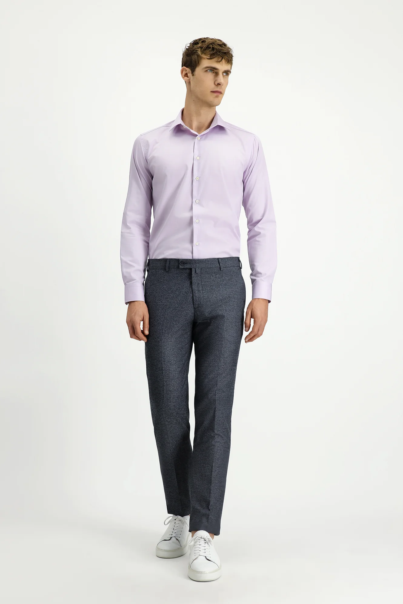 Orta Füme 7 Drop Slim Fit Dar Kesim Desenli Likralı Klasik Kumaş Pantolon - Image 2