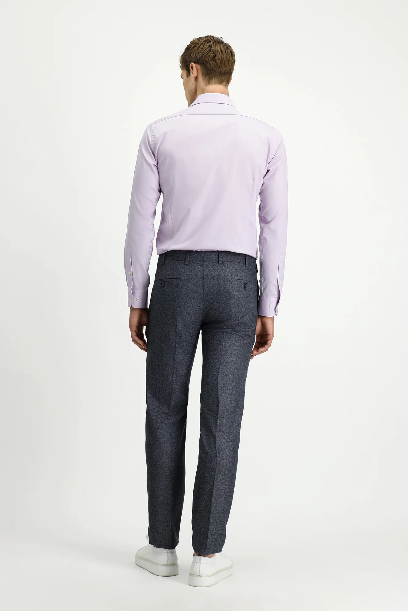Orta Füme 7 Drop Slim Fit Dar Kesim Desenli Likralı Klasik Kumaş Pantolon - Image 4