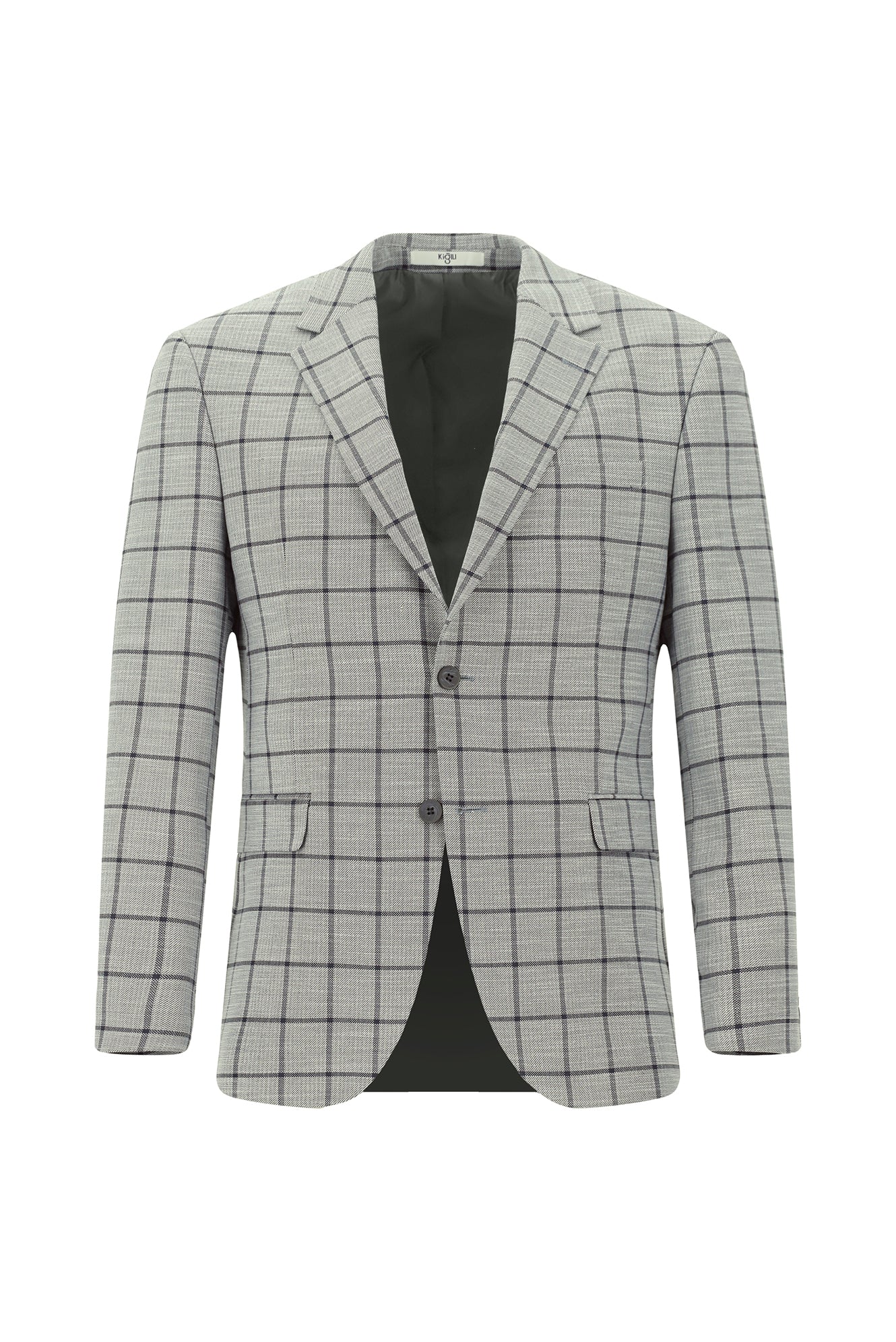 Orta Füme 7 Drop Slim Fit Dar Kesim Kareli Kombinli Takım Elbise - Image 2