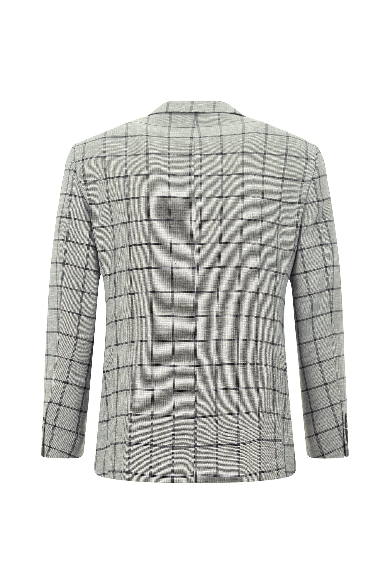 Orta Füme 7 Drop Slim Fit Dar Kesim Kareli Kombinli Takım Elbise - Image 3
