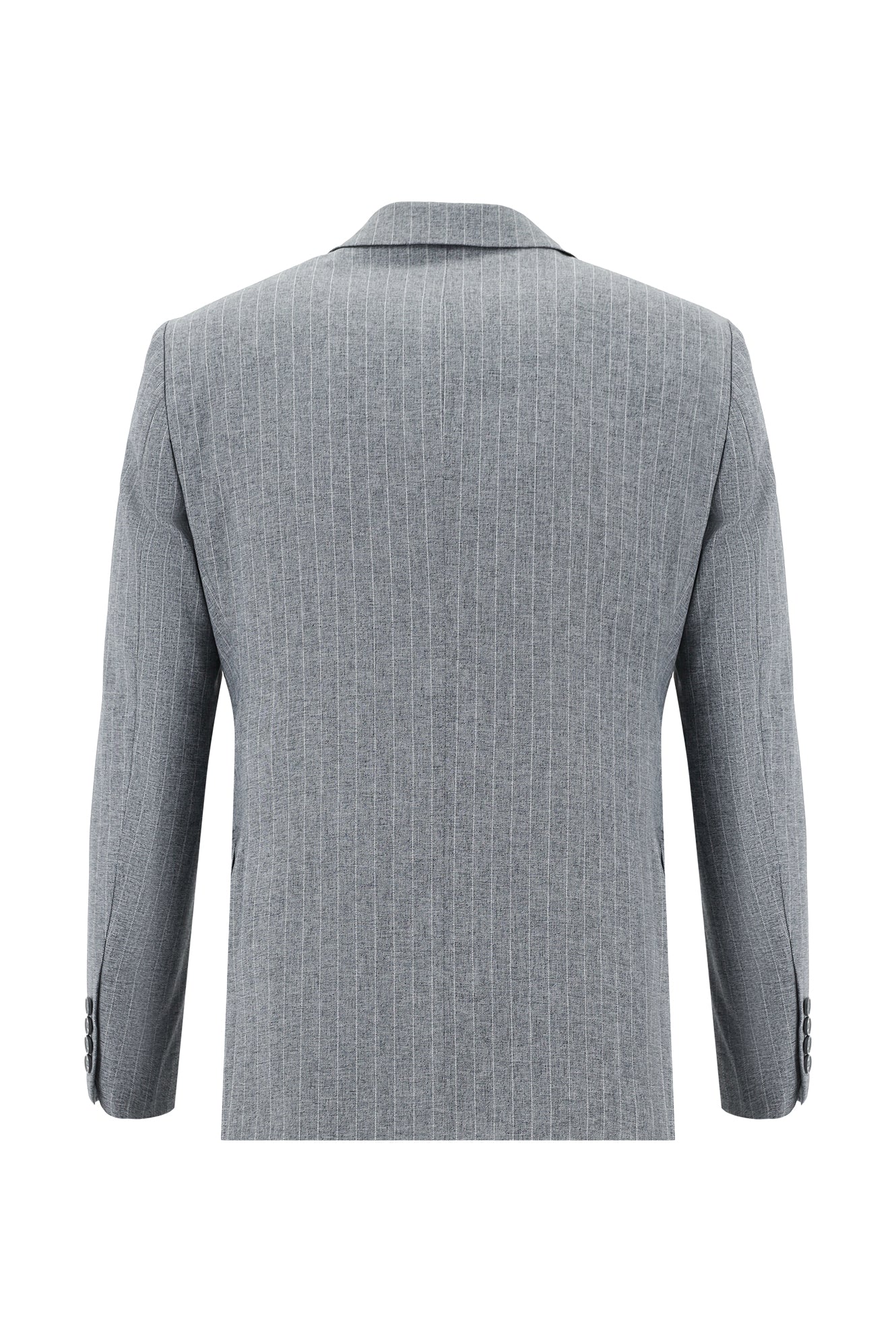 Orta Füme 7 Drop Slim Fit Dar Kesim Kruvaze Çizgili Takım Elbise - Image 3