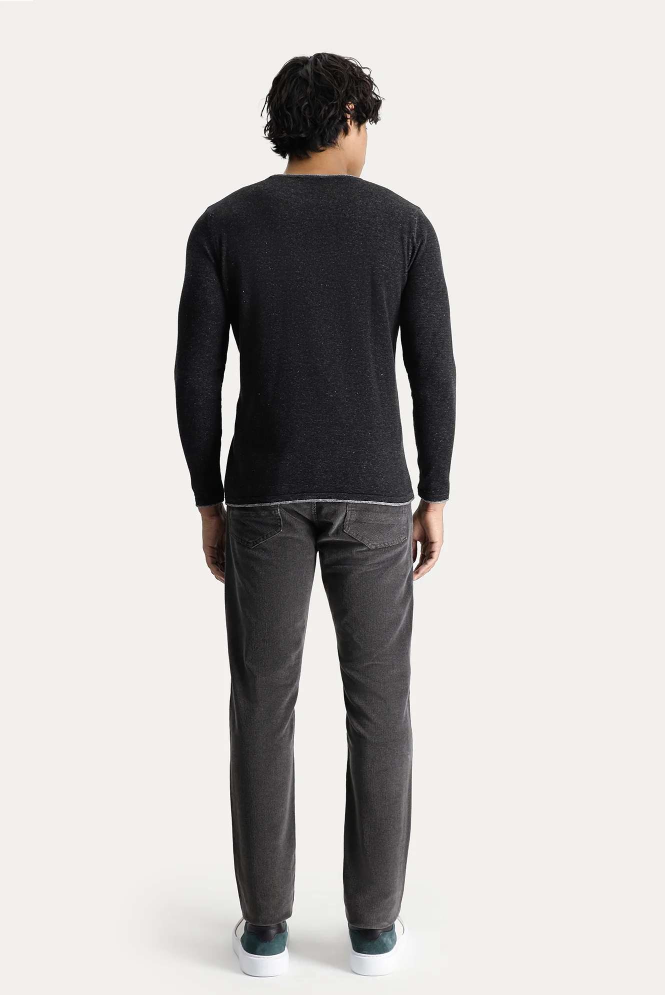 Orta Füme Slim Fit Dar Kesim Likralı Kadife Pantolon - Image 4