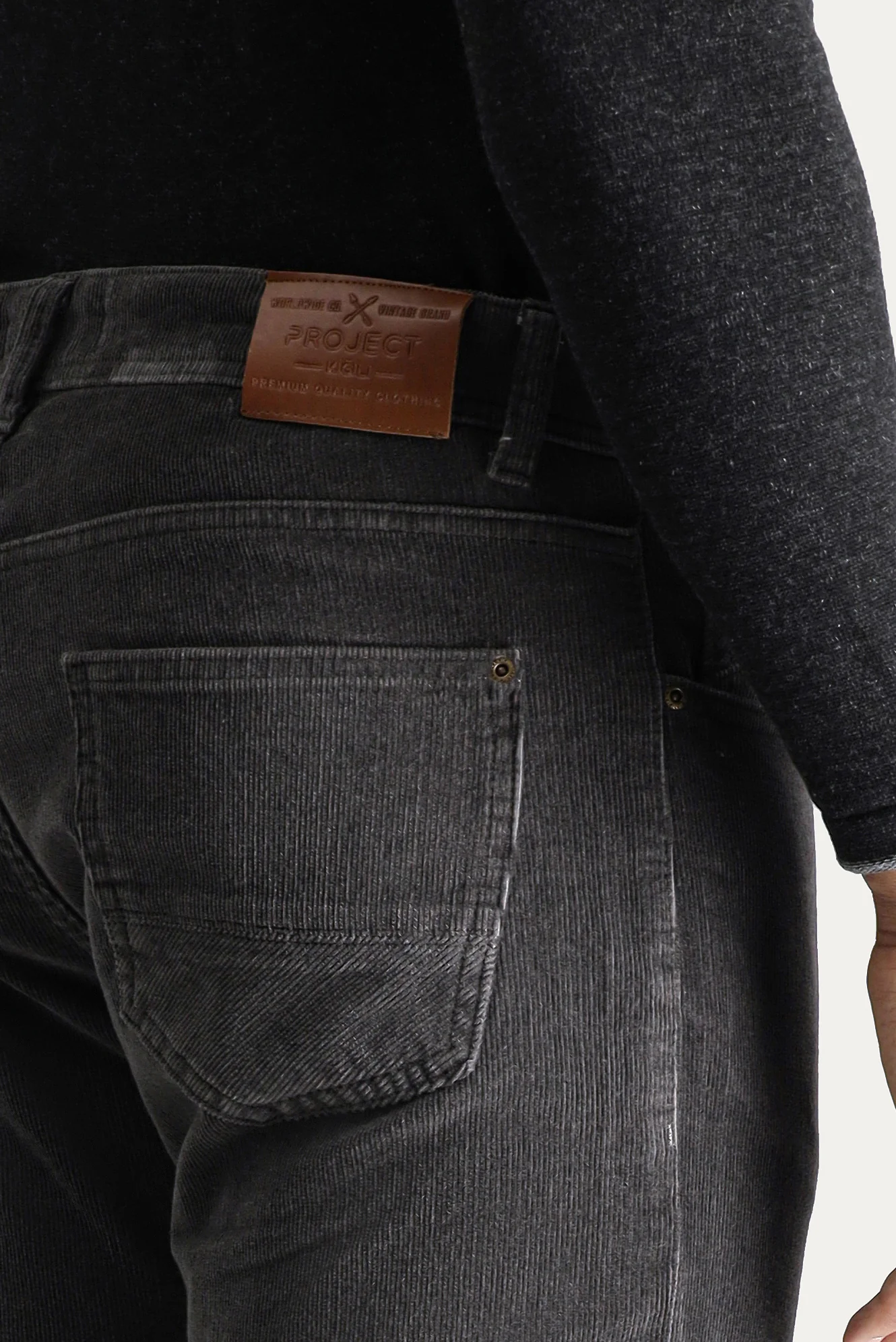 Orta Füme Slim Fit Dar Kesim Likralı Kadife Pantolon - Image 5