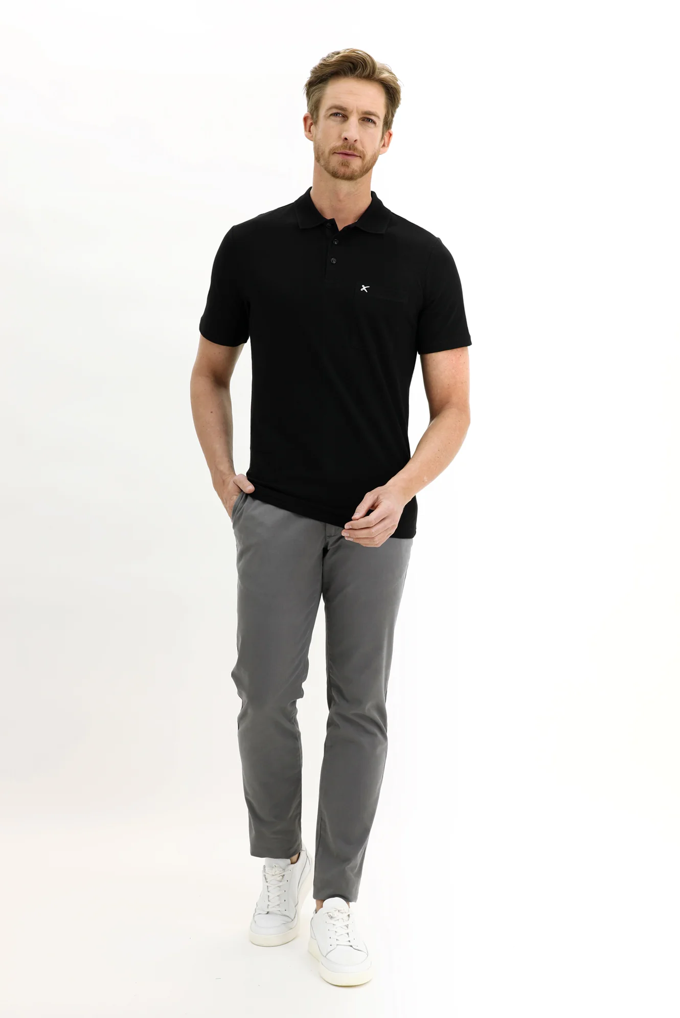 Orta Füme Slim Fit Dar Kesim Likralı Kanvas / Chino Pantolon