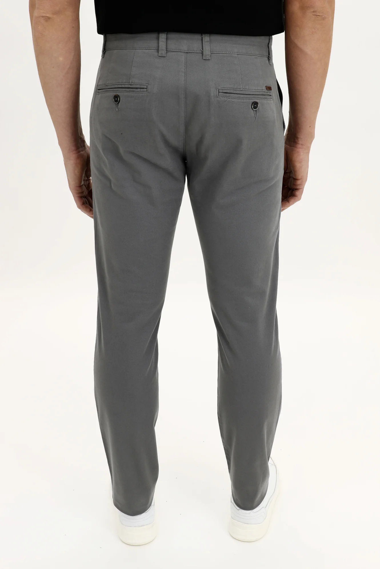 Orta Füme Slim Fit Dar Kesim Likralı Kanvas / Chino Pantolon - Image 3