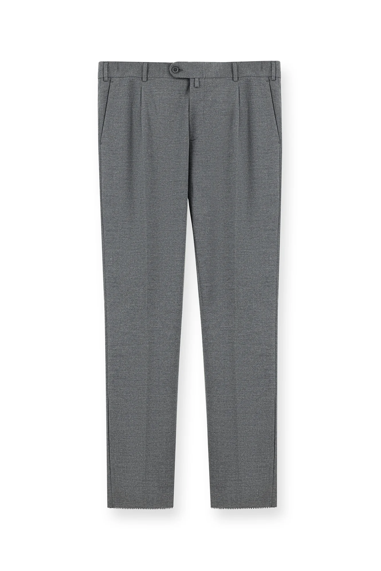 Orta Füme 7 Drop Slim Fit Dar Kesim Likralı Pileli Klasik Kumaş Pantolon - Image 5
