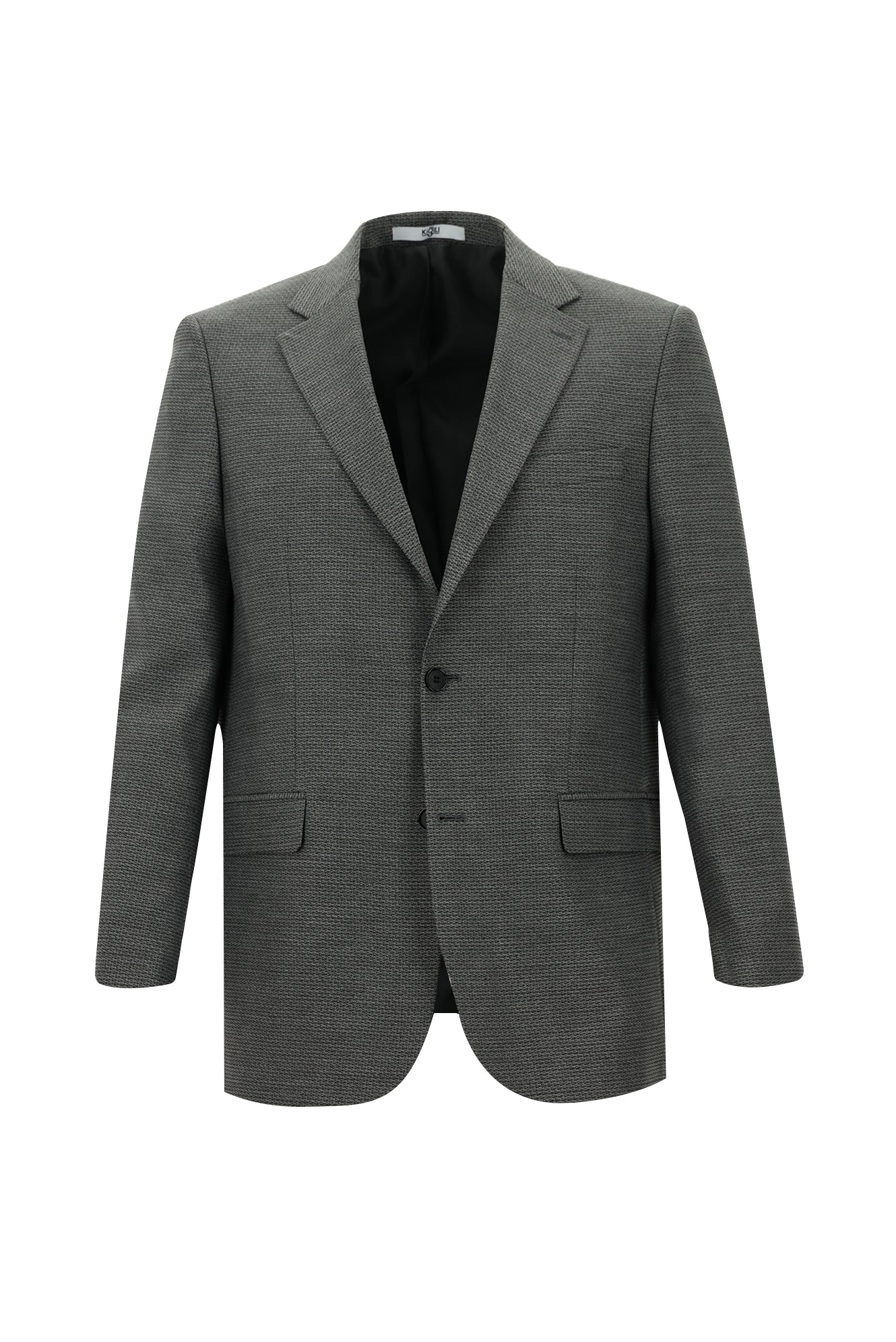 Orta Füme 7 Drop Slim Fit Dar Kesim Yünlü Klasik Desenli Ceket