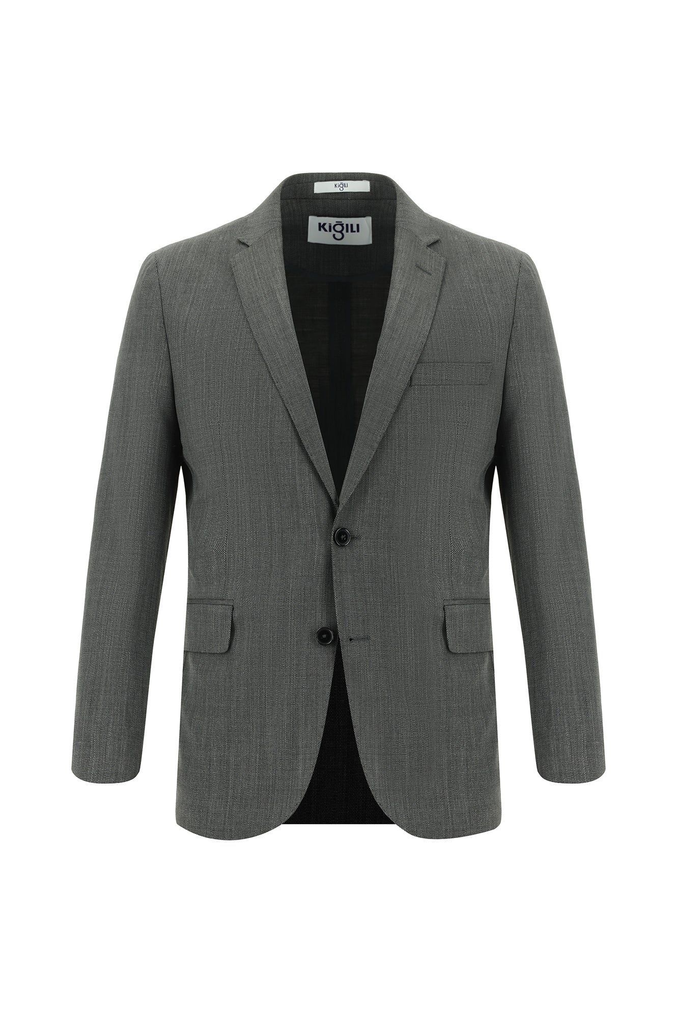 Orta Füme 7 Drop Slim Fit Dar Kesim Yünlü Desenli Takım Elbise - Image 2