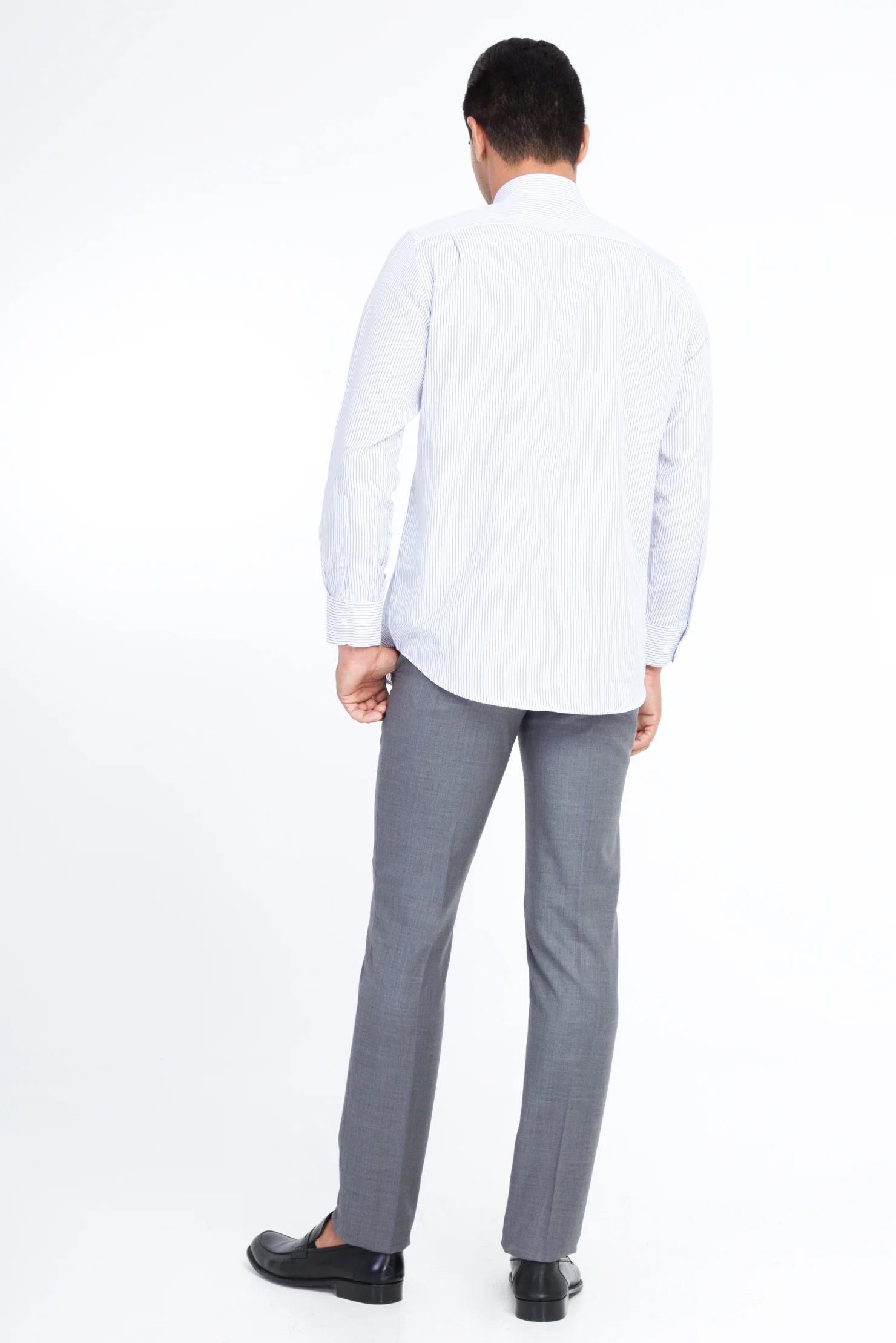 Orta Füme 7 Drop Slim Fit Dar Kesim Yünlü Klasik Kumaş Pantolon - Image 3