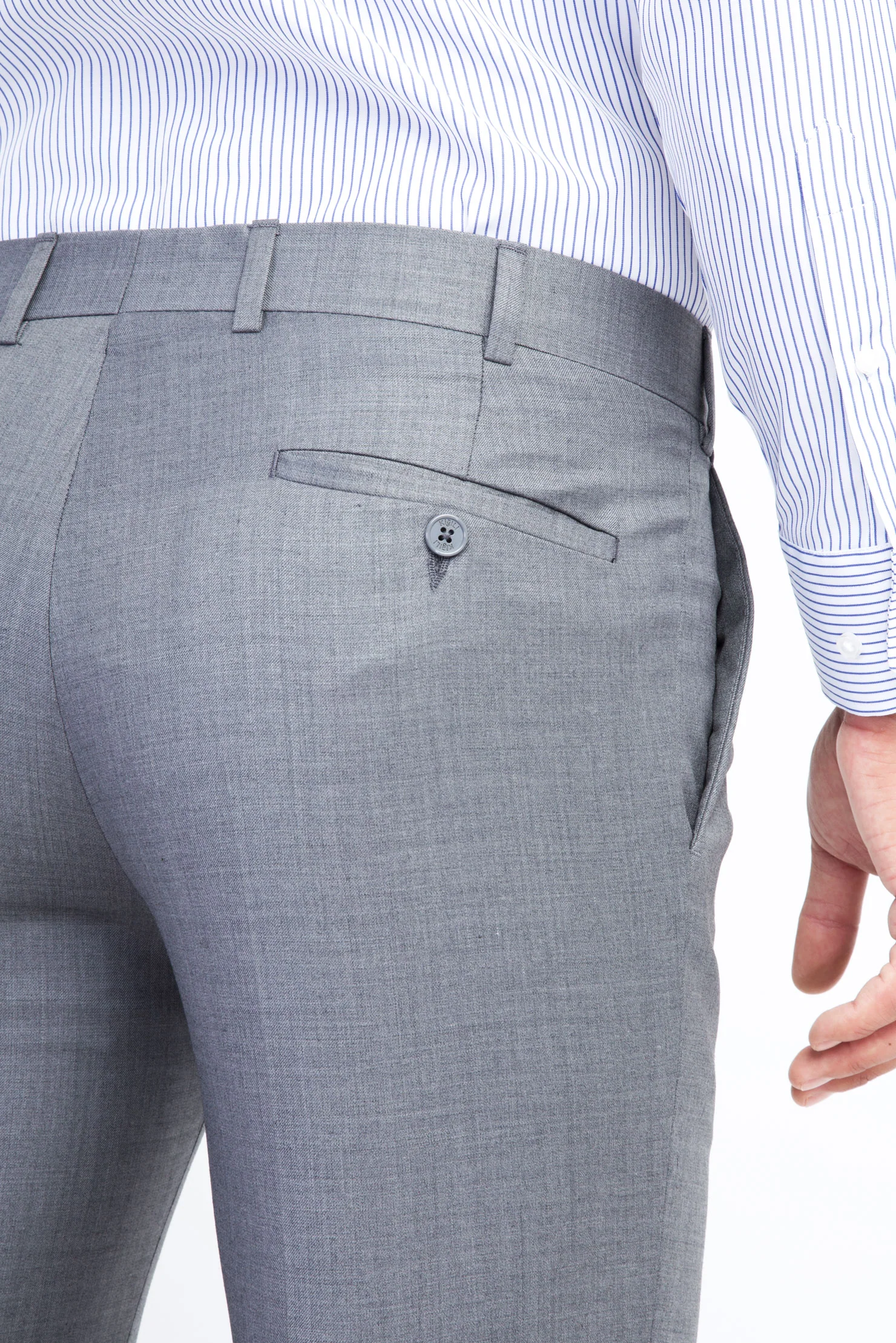 Orta Füme 7 Drop Slim Fit Dar Kesim Yünlü Klasik Kumaş Pantolon - Image 4